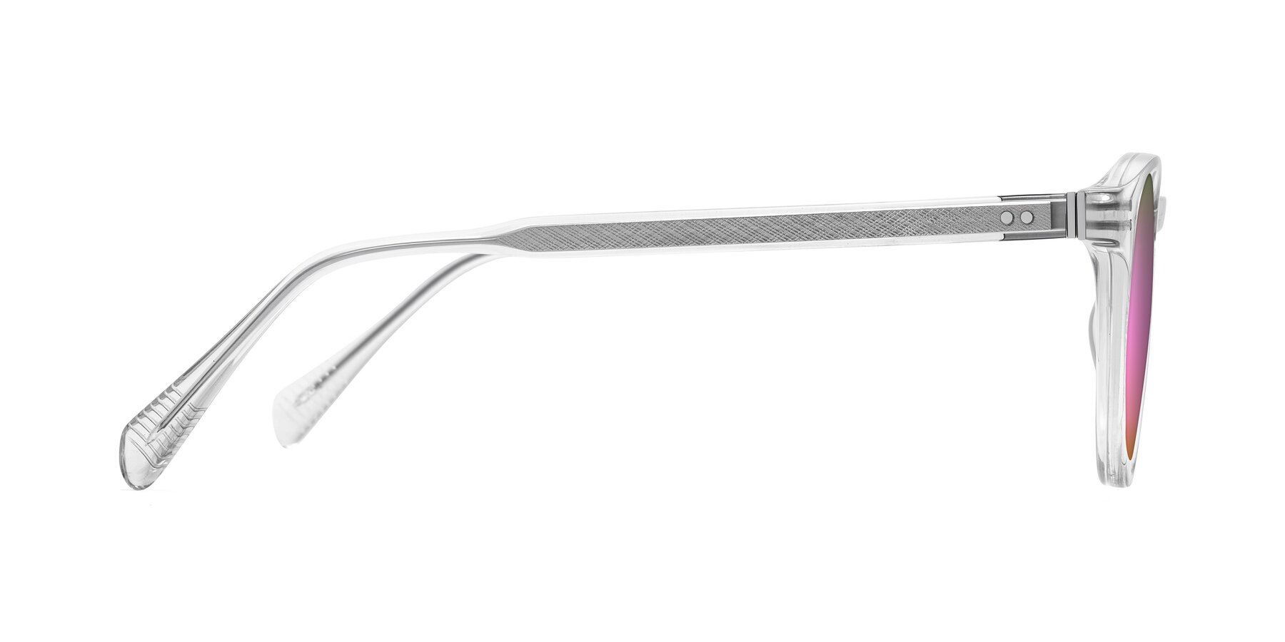 Side of Dayen in Clear with Pink Mirrored Lenses