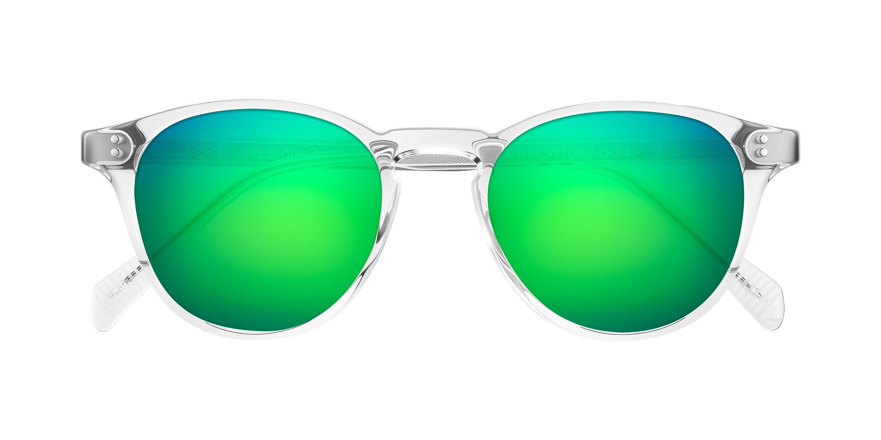 Folded Front of Dayen in Clear with Green Mirrored Lenses