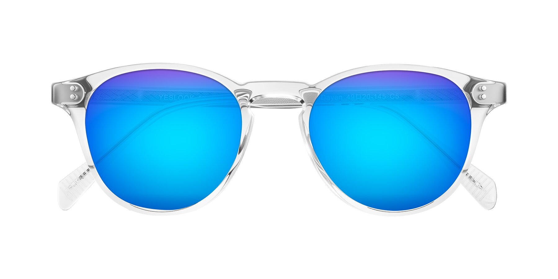 Folded Front of Dayen in Clear with Blue Mirrored Lenses