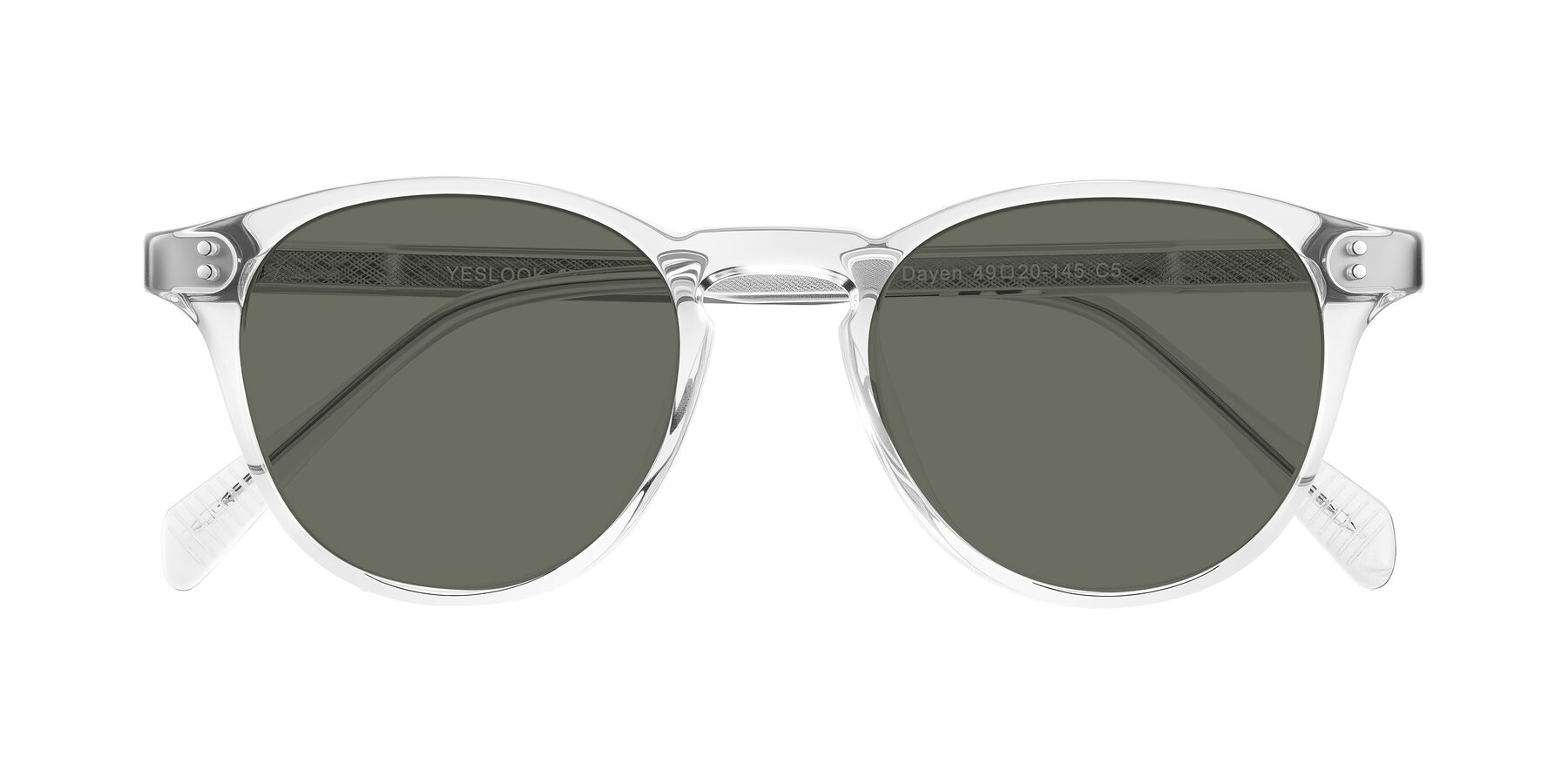 Folded Front of Dayen in Clear with Gray Polarized Lenses