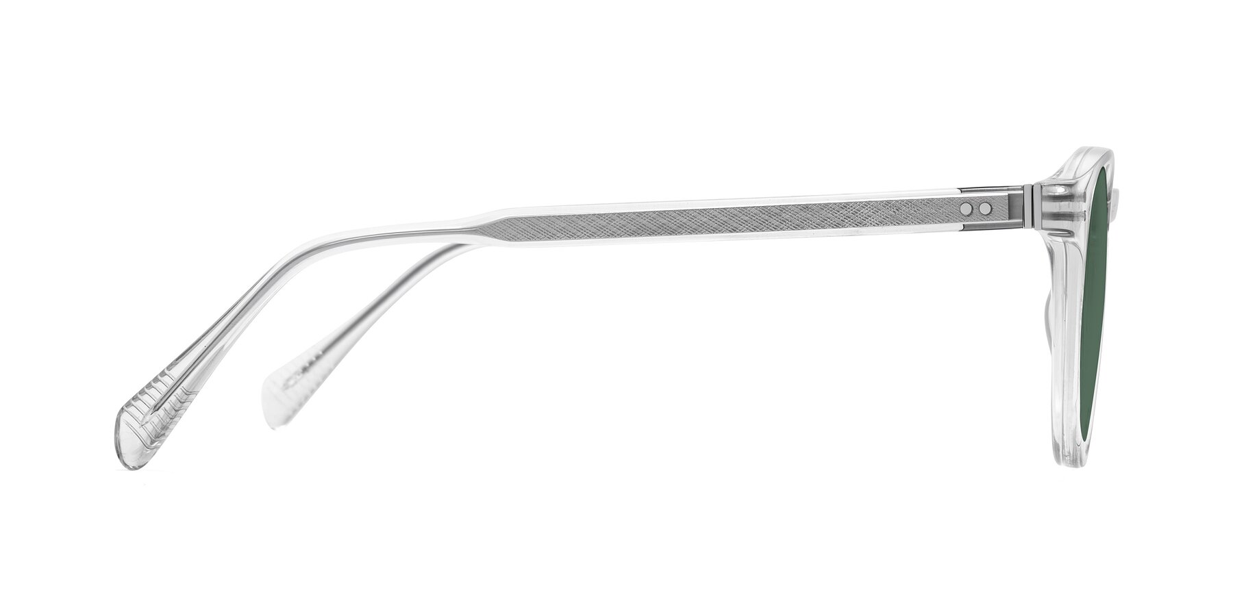 Side of Dayen in Clear with Green Polarized Lenses