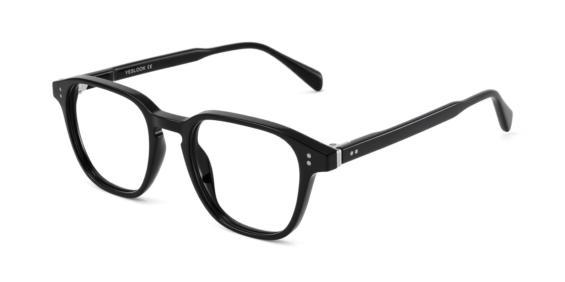 Angle of Huites in Black with Clear Reading Eyeglass Lenses