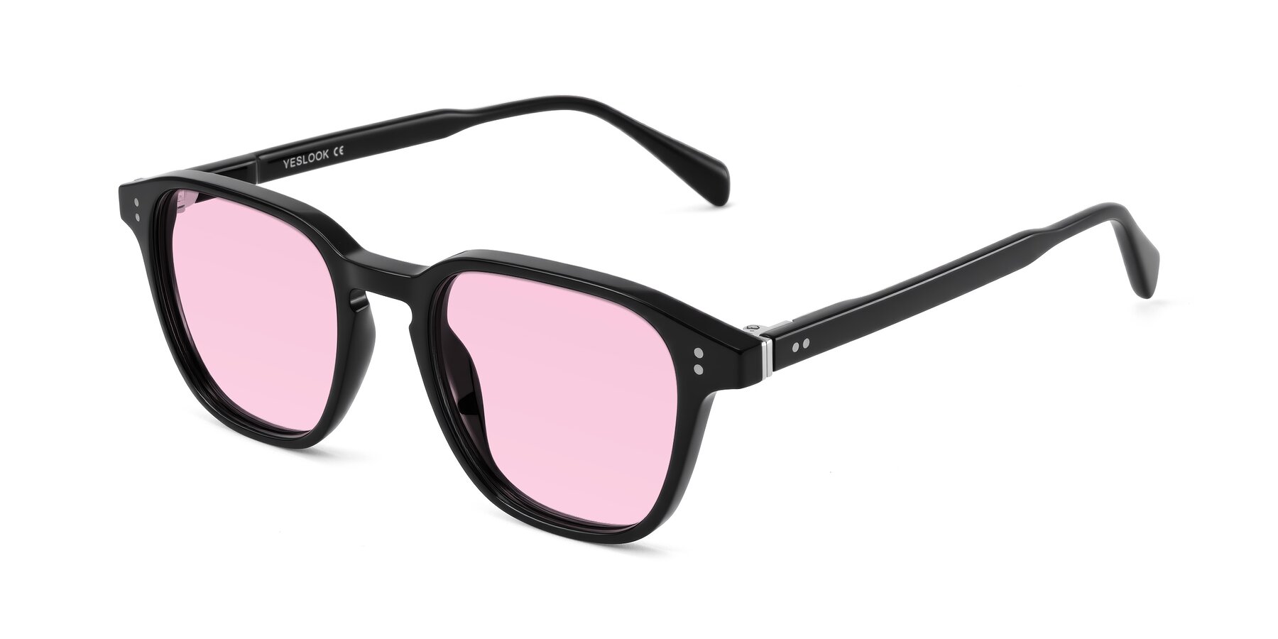 Angle of Huites in Black with Light Pink Tinted Lenses