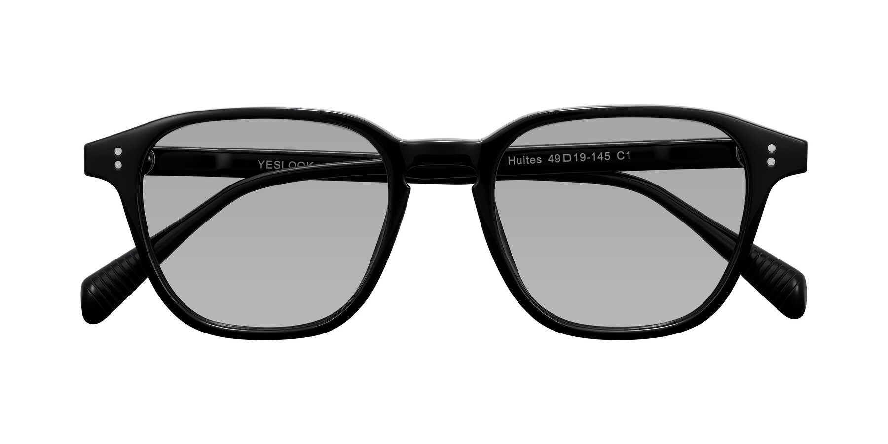 Folded Front of Huites in Black with Light Gray Tinted Lenses