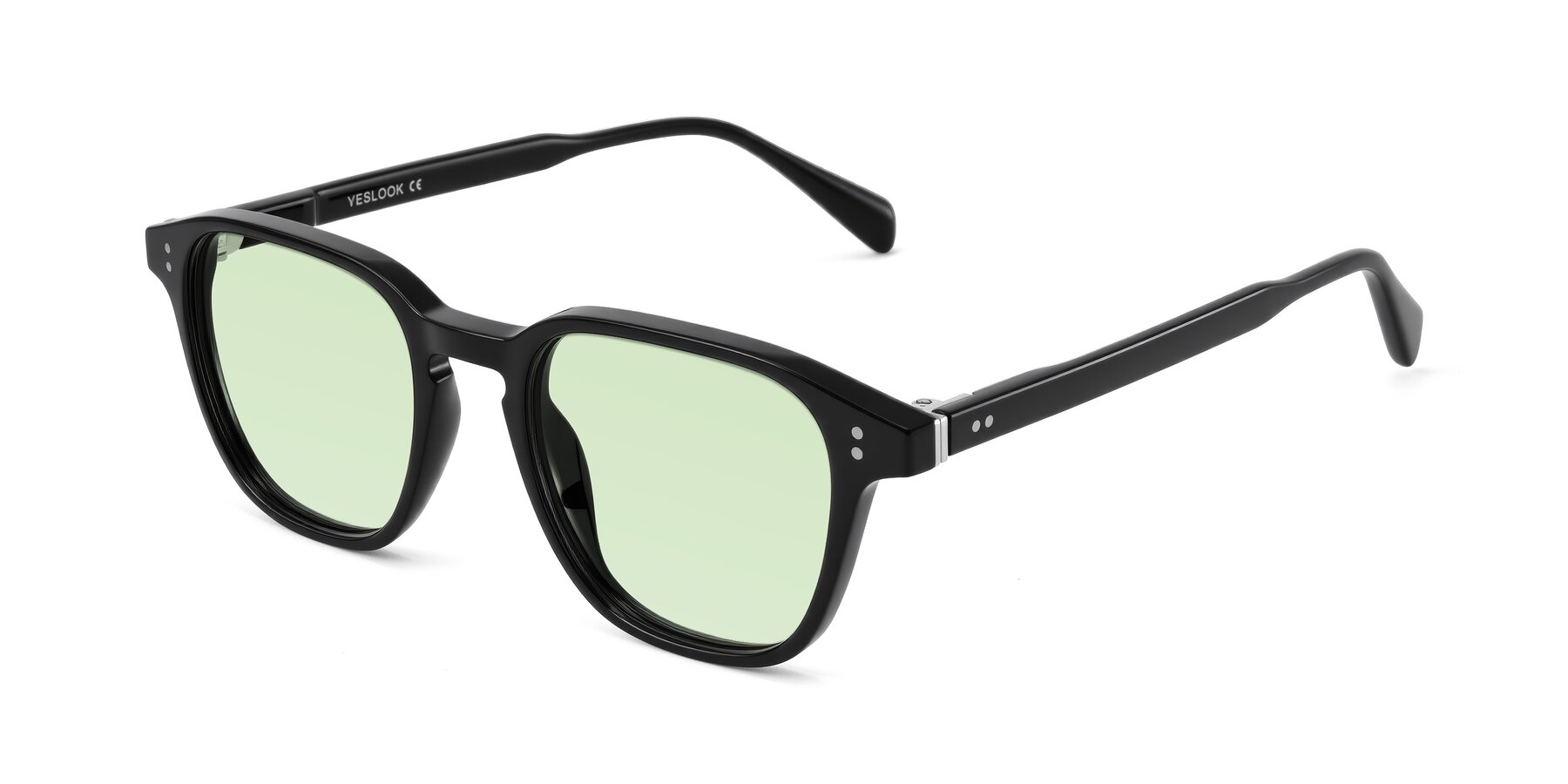 Angle of Huites in Black with Light Green Tinted Lenses