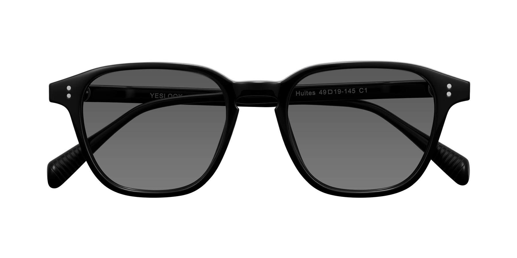 Folded Front of Huites in Black with Medium Gray Tinted Lenses