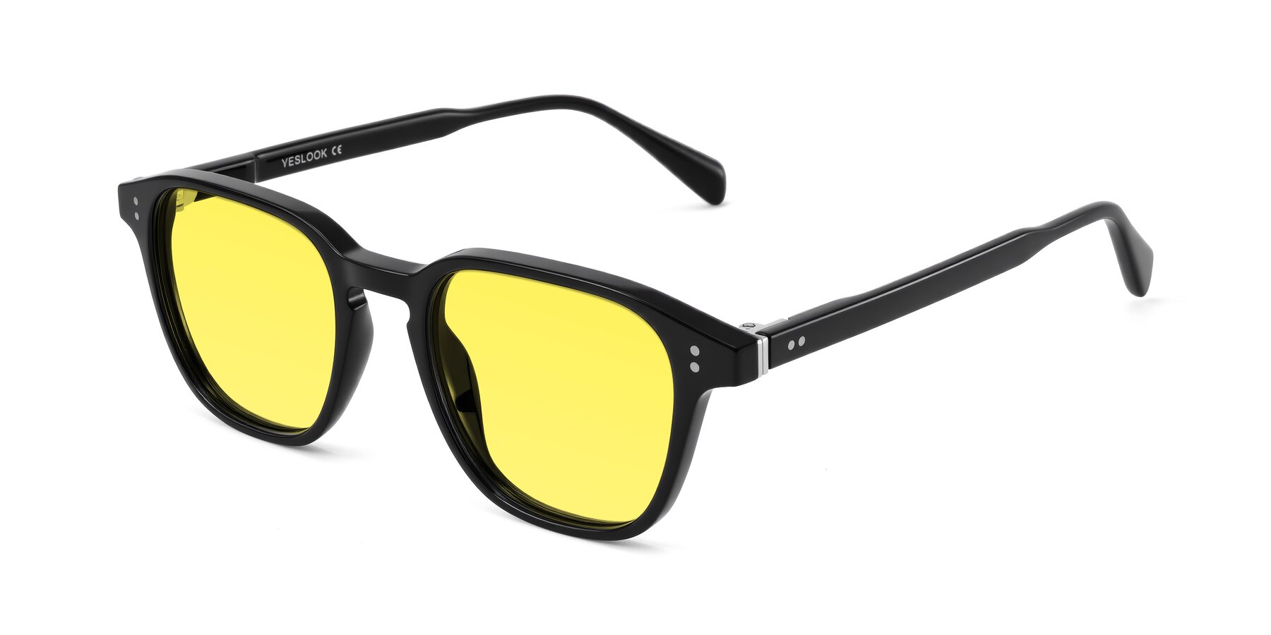 Angle of Huites in Black with Medium Yellow Tinted Lenses