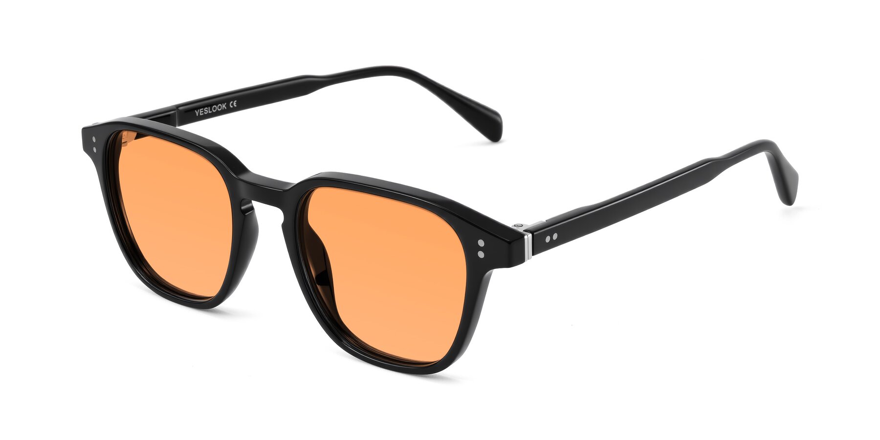 Angle of Huites in Black with Medium Orange Tinted Lenses