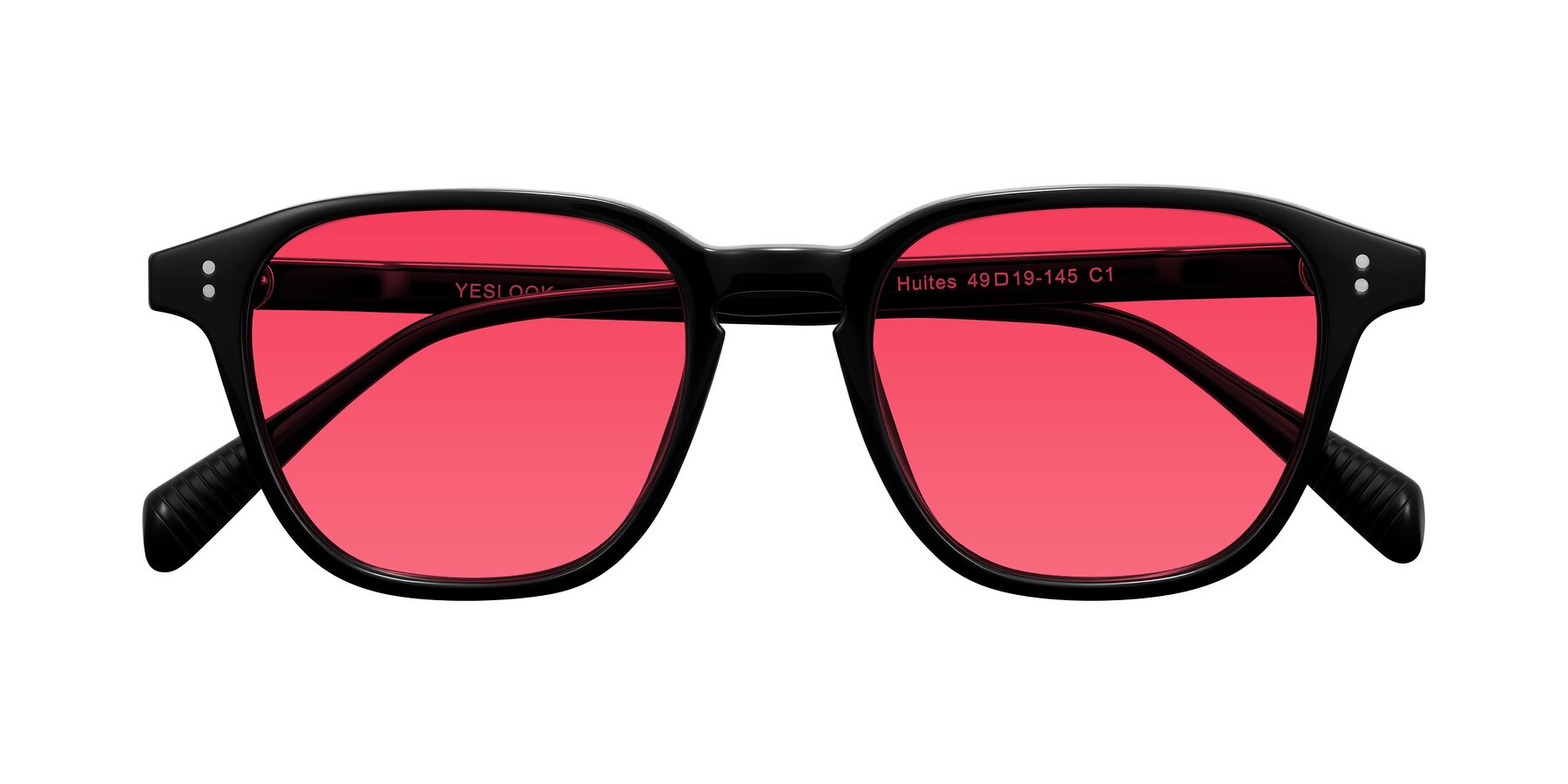 Folded Front of Huites in Black with Red Tinted Lenses