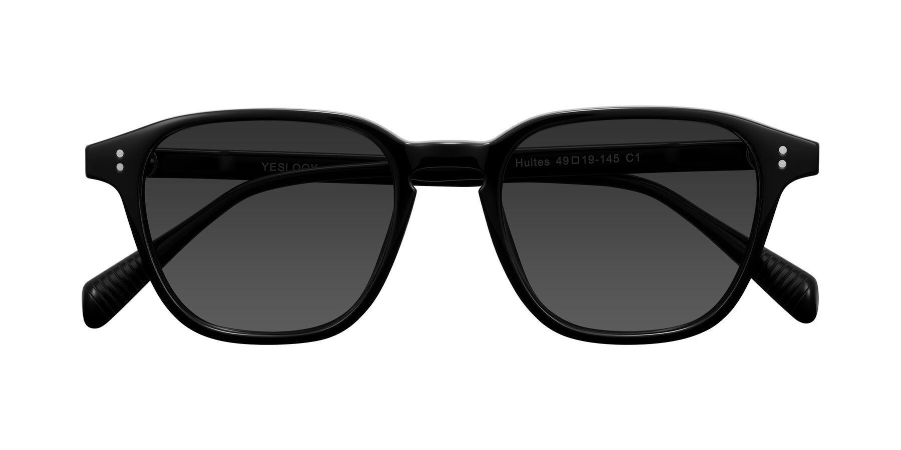 Folded Front of Huites in Black with Gray Tinted Lenses