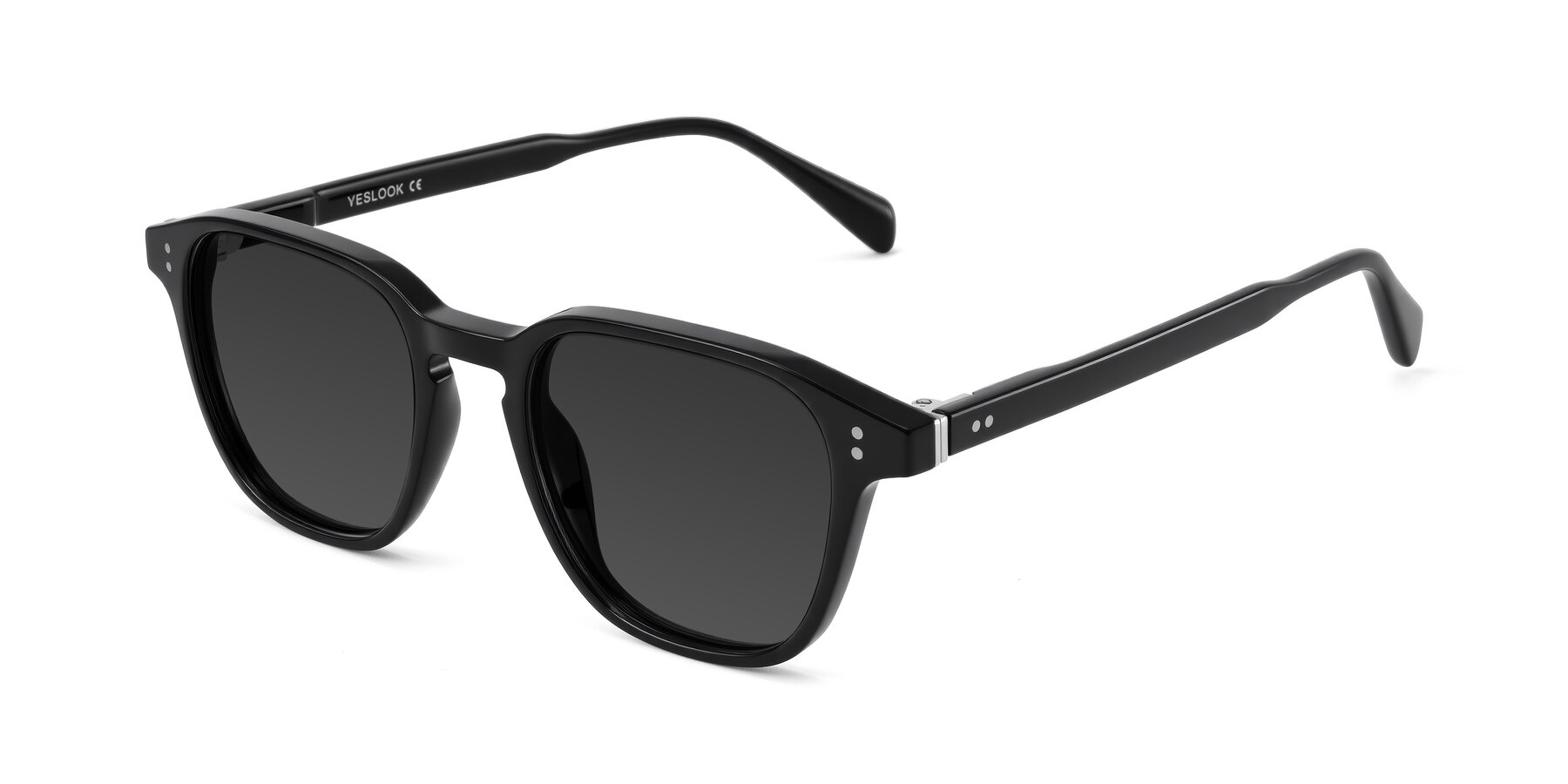 Angle of Huites in Black with Gray Tinted Lenses
