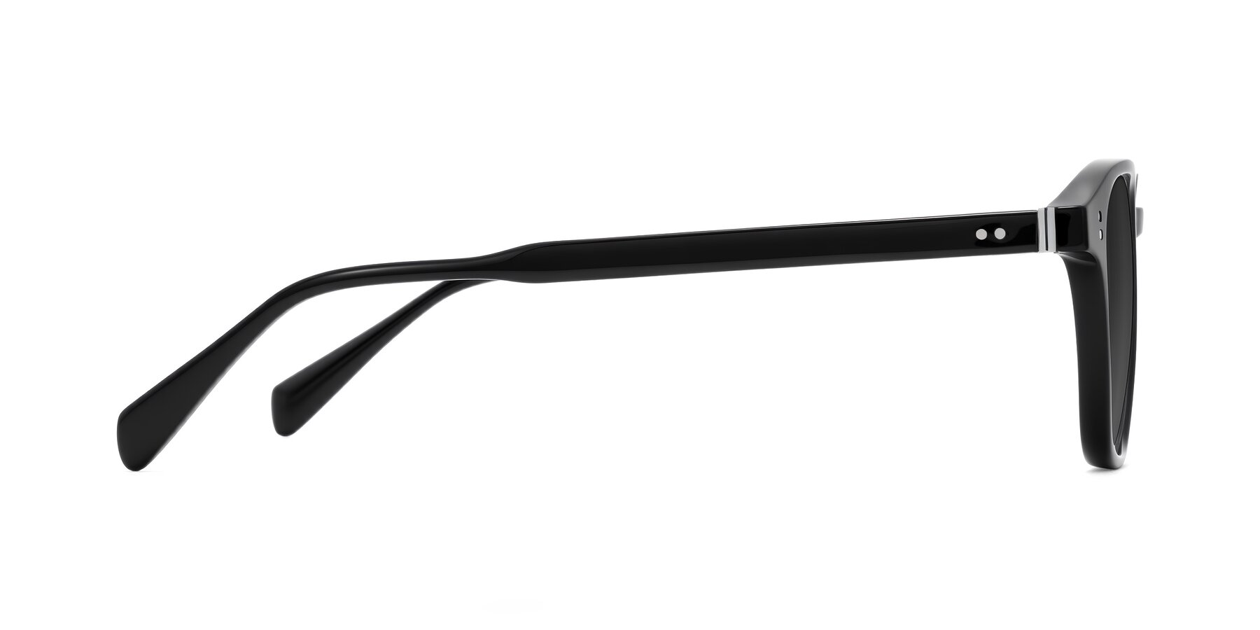 Side of Huites in Black with Gray Tinted Lenses