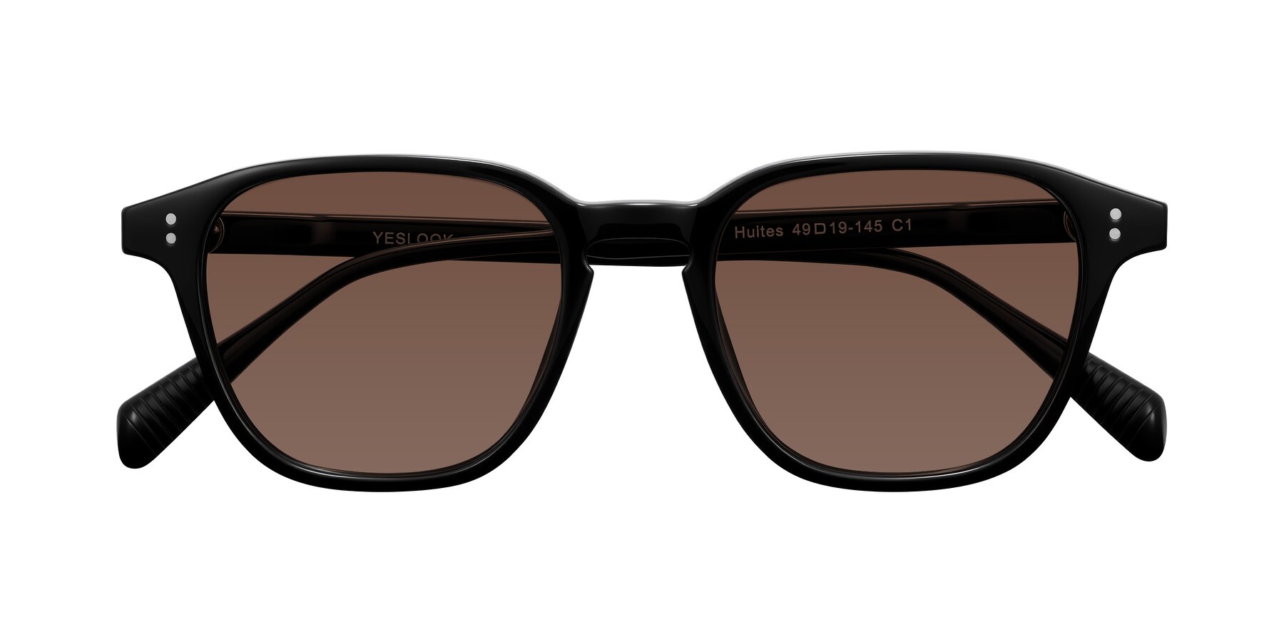 Folded Front of Huites in Black with Brown Tinted Lenses