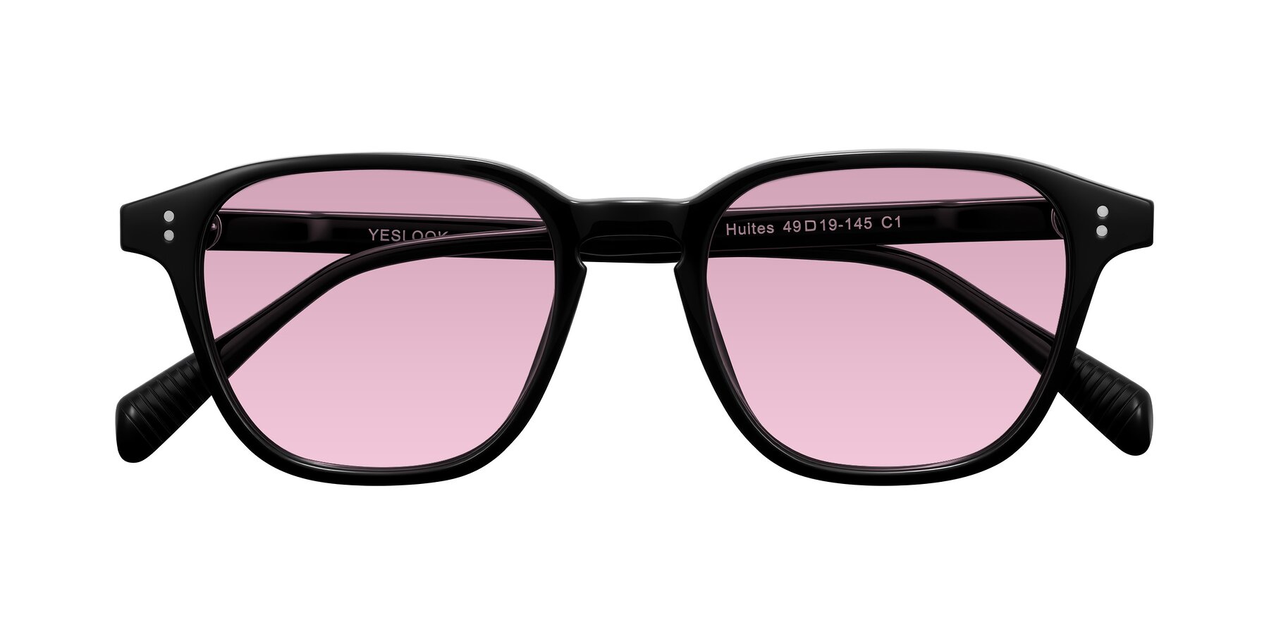 Folded Front of Huites in Black with Light Wine Tinted Lenses