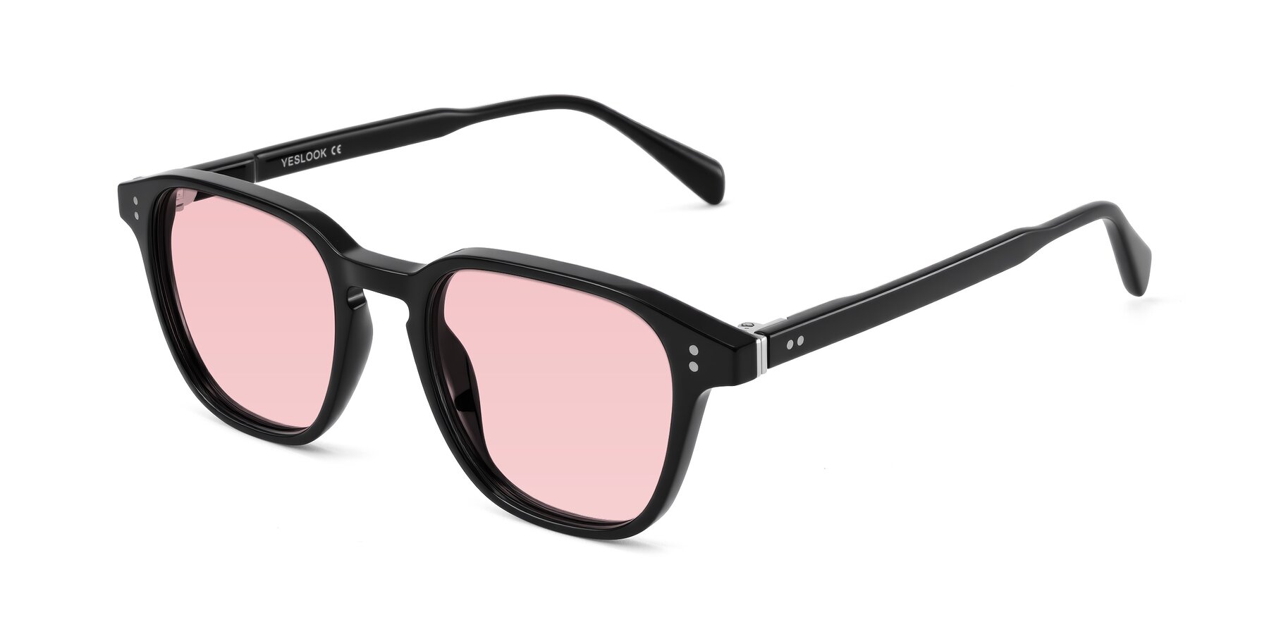 Angle of Huites in Black with Light Garnet Tinted Lenses