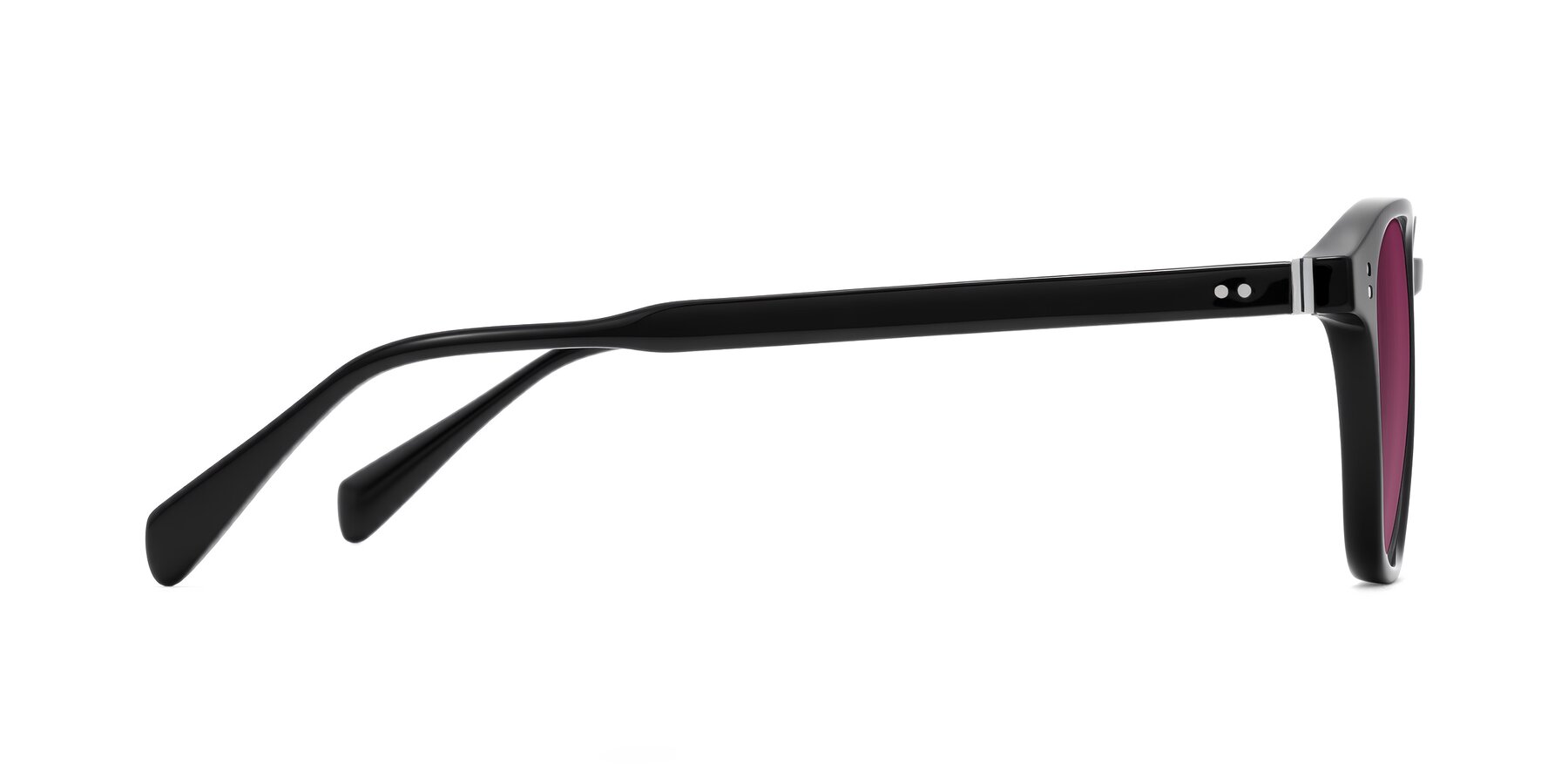 Side of Huites in Black with Wine Tinted Lenses