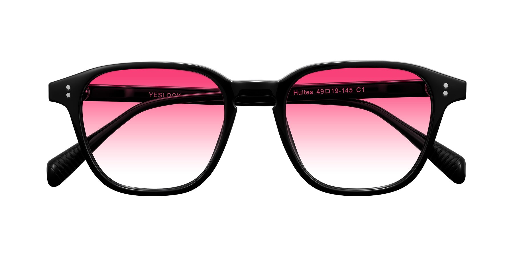 Folded Front of Huites in Black with Pink Gradient Lenses