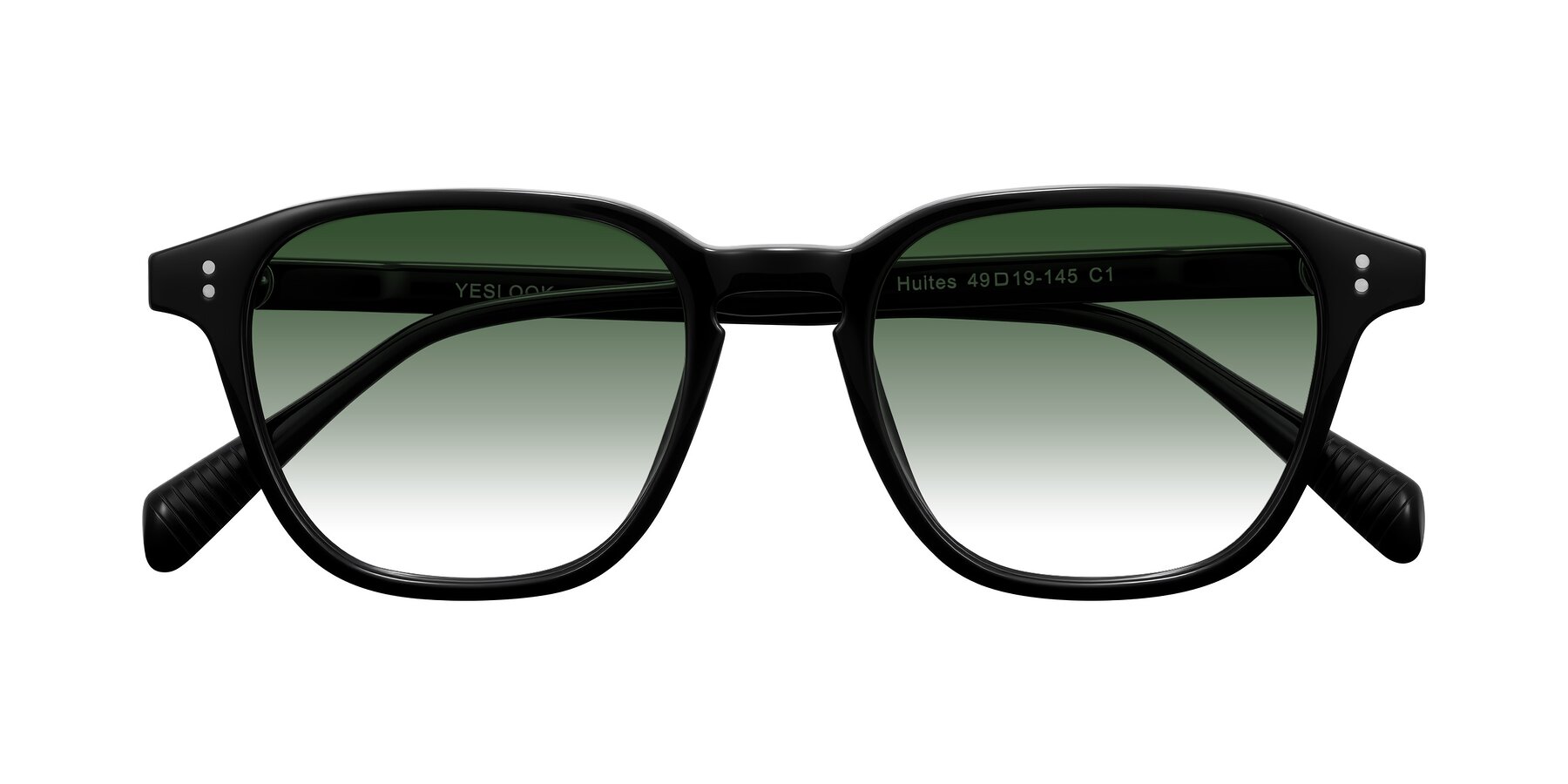 Folded Front of Huites in Black with Green Gradient Lenses