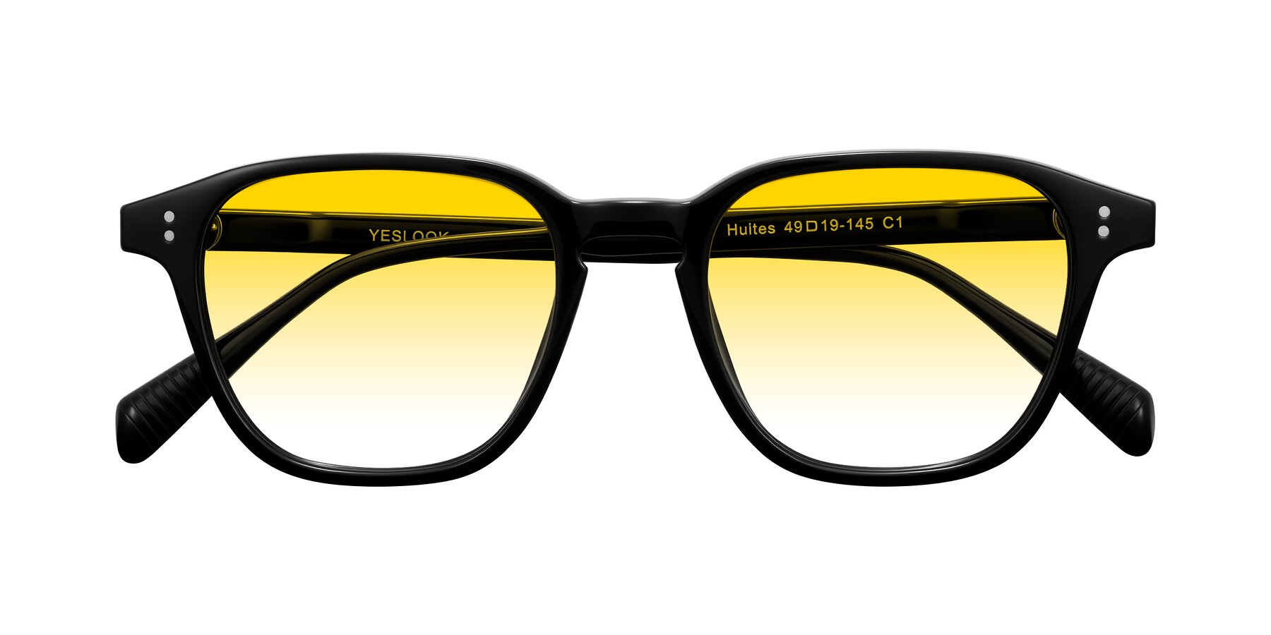 Folded Front of Huites in Black with Yellow Gradient Lenses