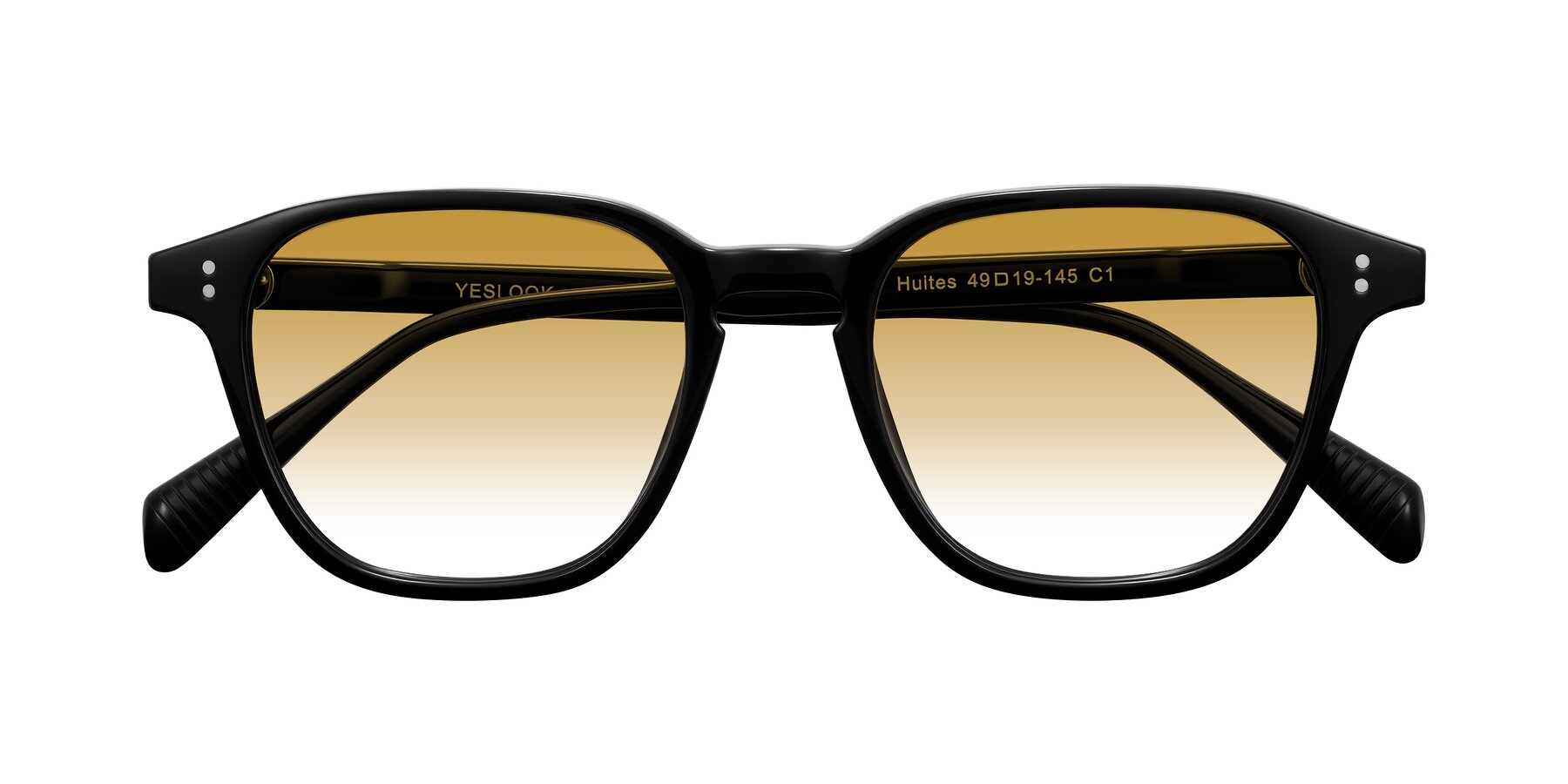Folded Front of Huites in Black with Champagne Gradient Lenses