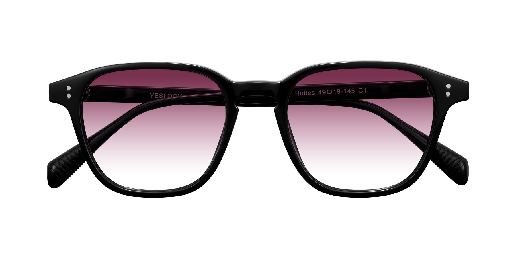 Folded Front of Huites in Black with Wine Gradient Lenses