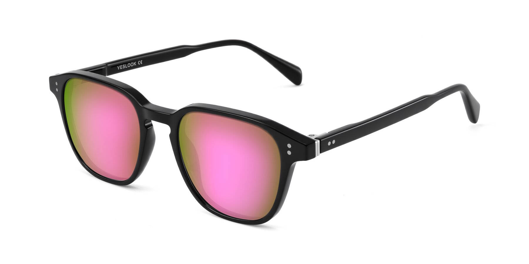 Angle of Huites in Black with Pink Mirrored Lenses