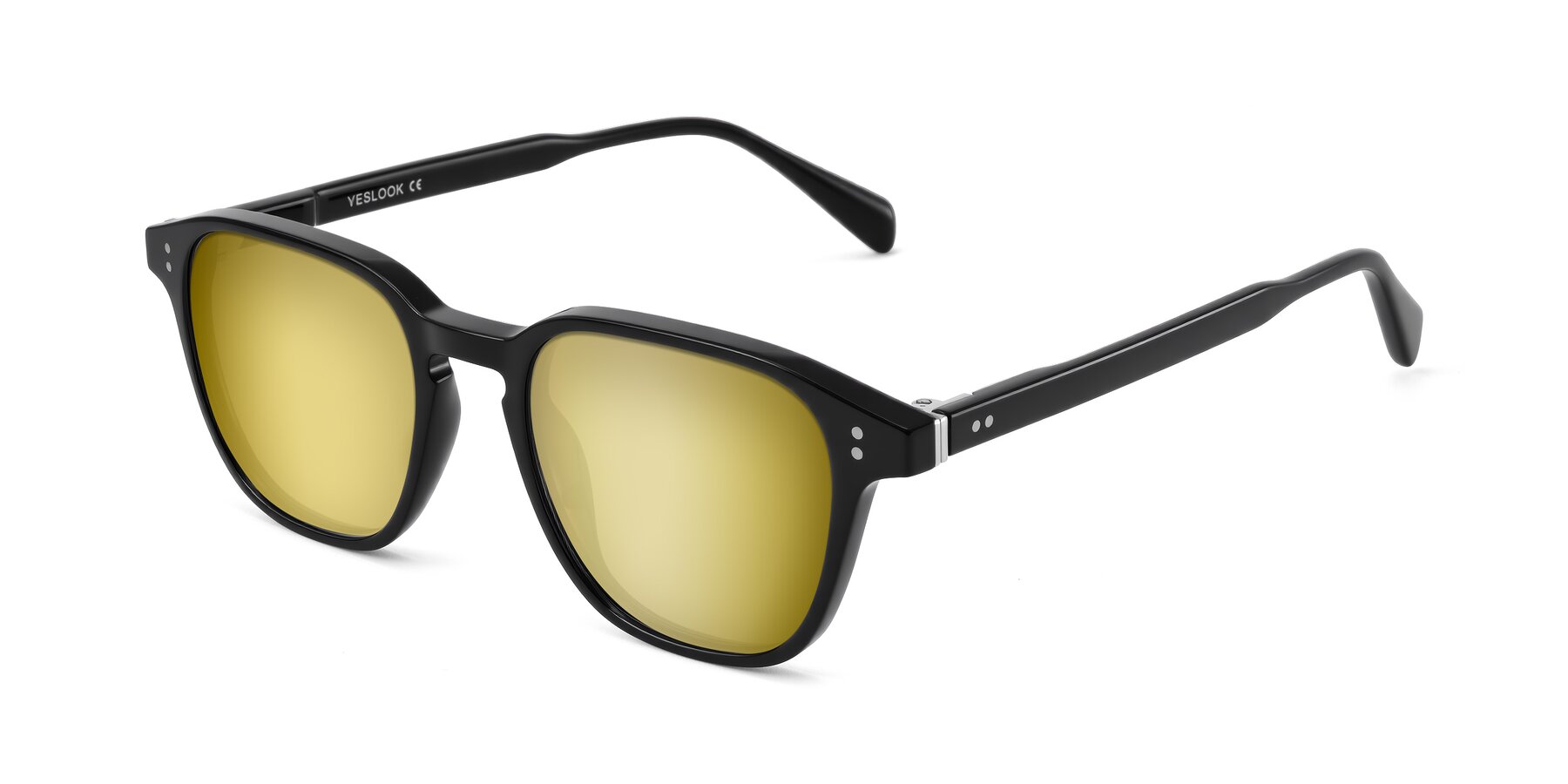 Angle of Huites in Black with Gold Mirrored Lenses