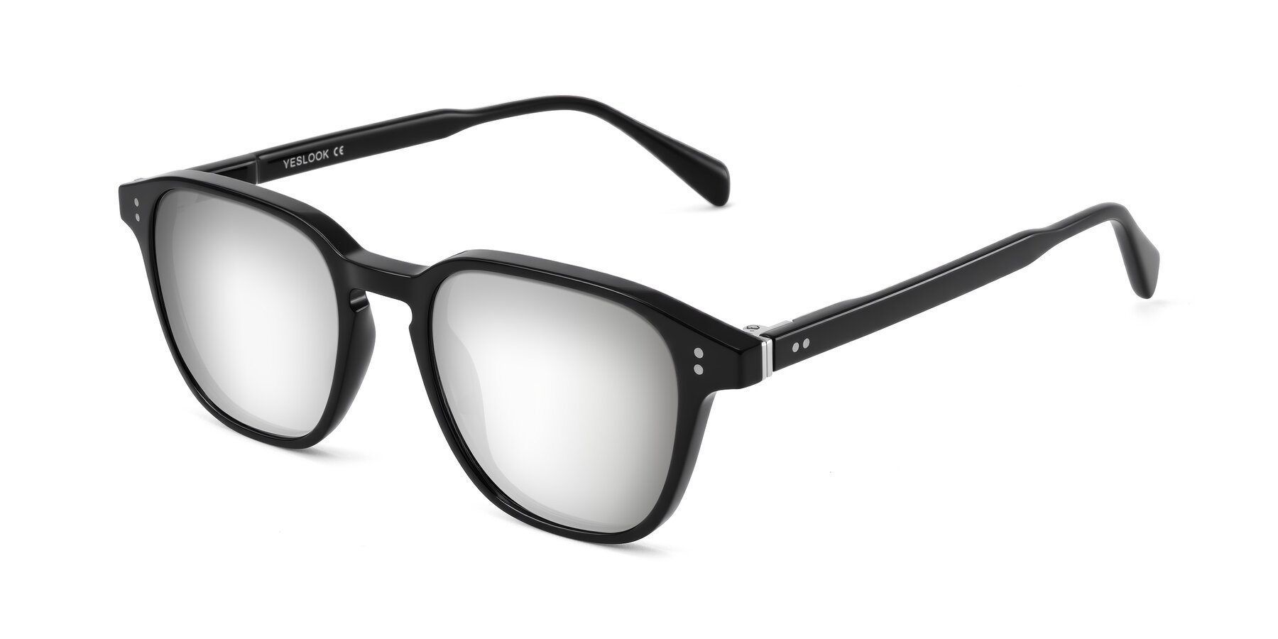 Angle of Huites in Black with Silver Mirrored Lenses