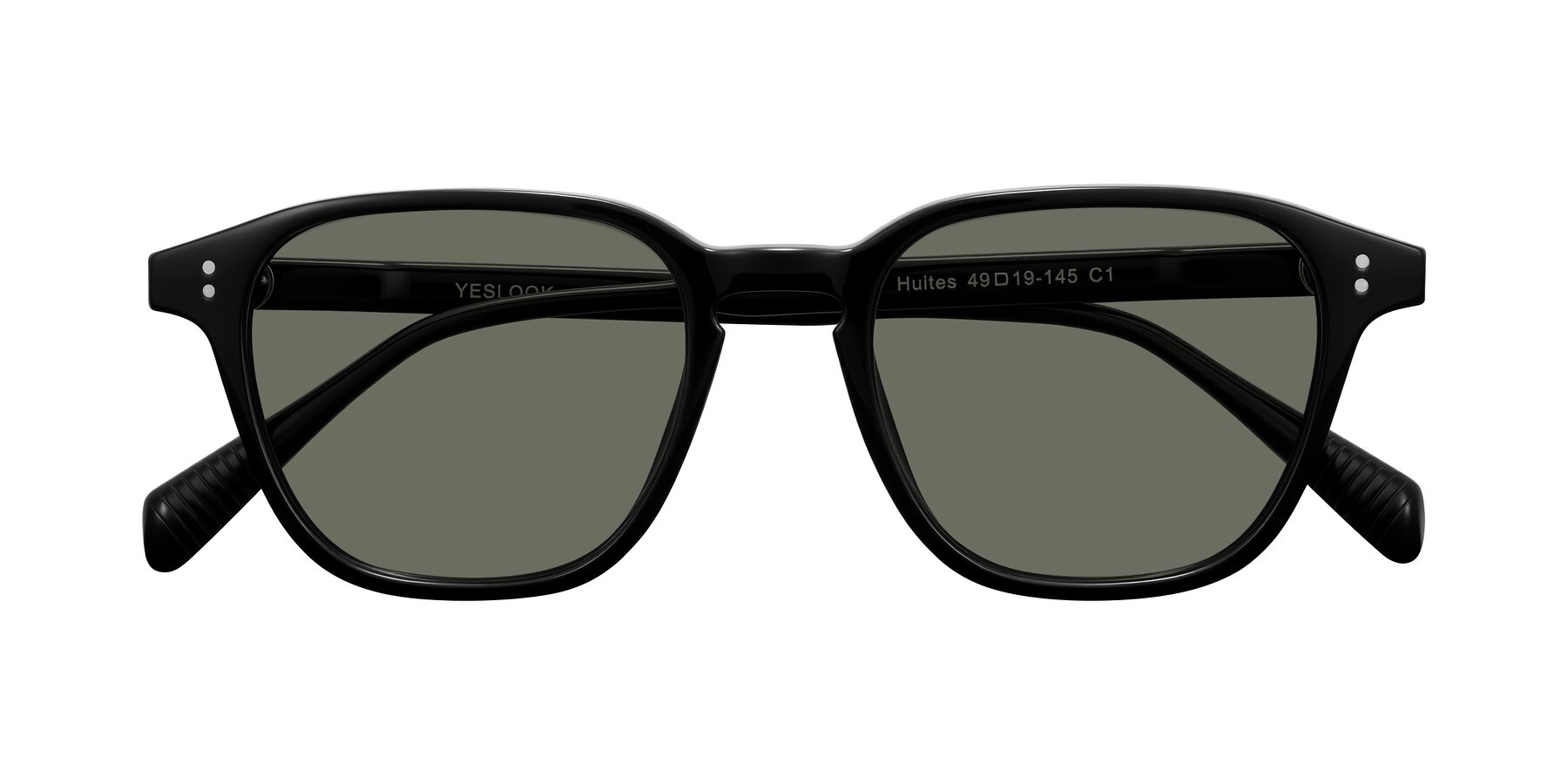 Folded Front of Huites in Black with Gray Polarized Lenses