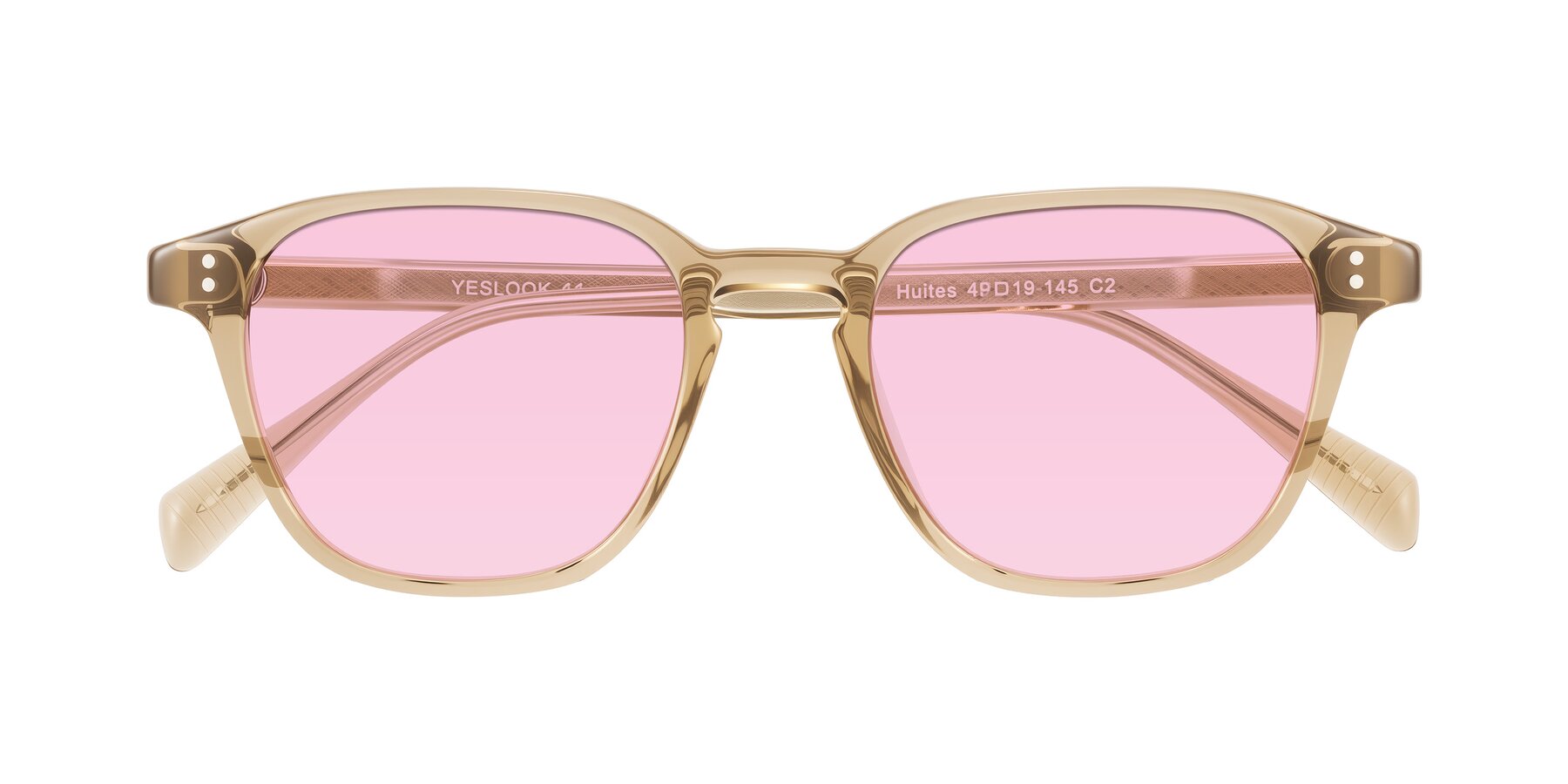 Folded Front of Huites in Champagne with Light Pink Tinted Lenses