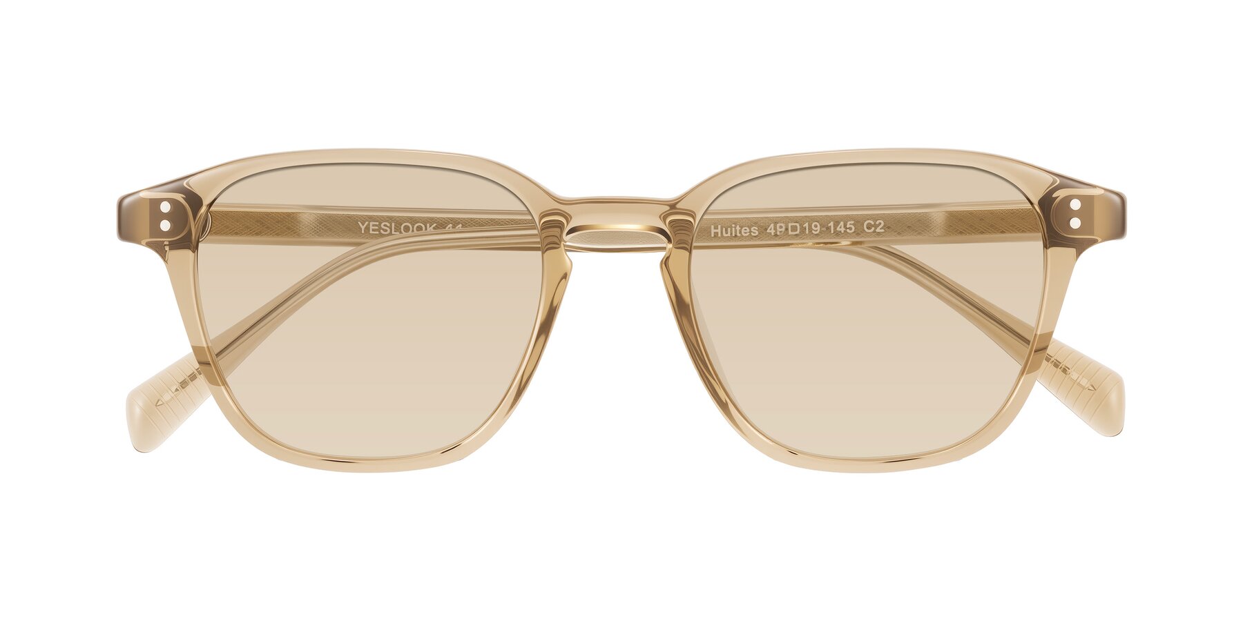 Folded Front of Huites in Champagne with Light Brown Tinted Lenses