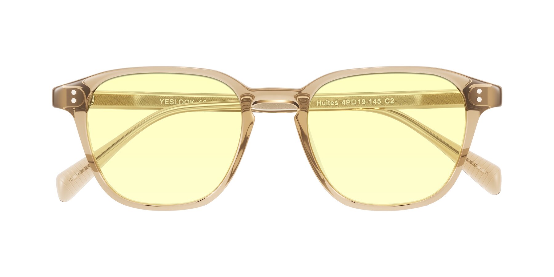 Folded Front of Huites in Champagne with Light Yellow Tinted Lenses