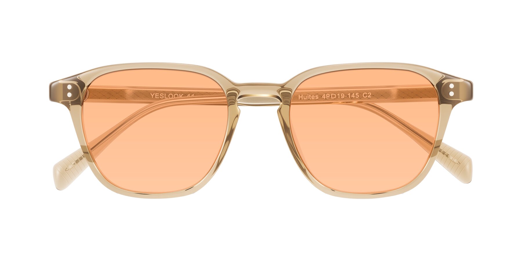 Folded Front of Huites in Champagne with Light Orange Tinted Lenses