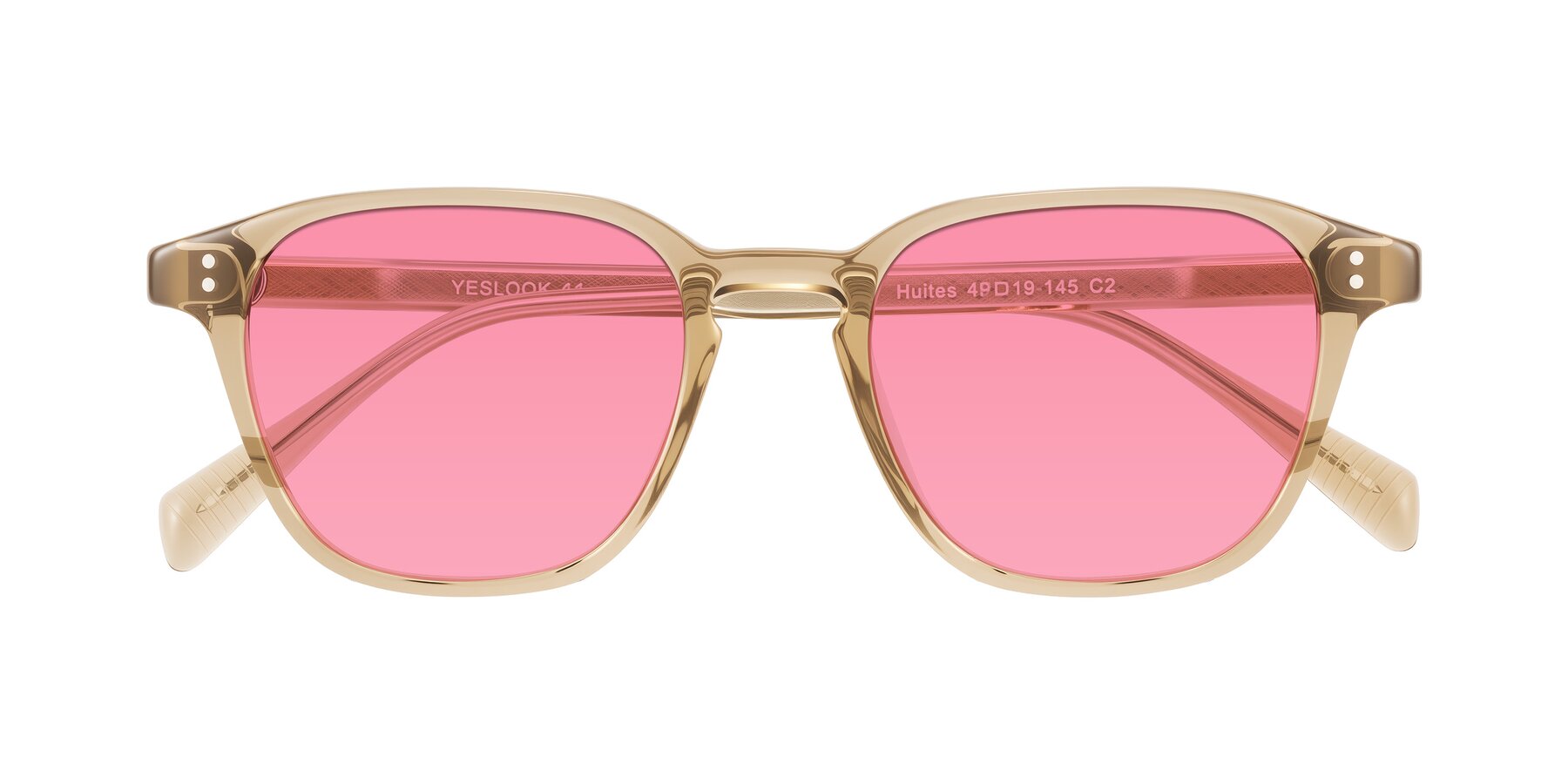 Folded Front of Huites in Champagne with Pink Tinted Lenses
