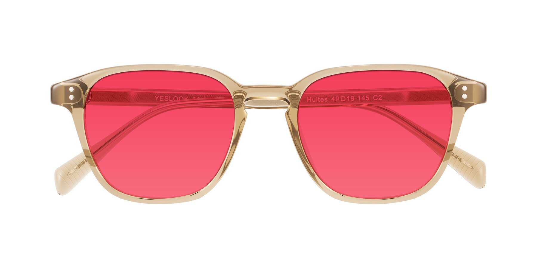 Folded Front of Huites in Champagne with Red Tinted Lenses
