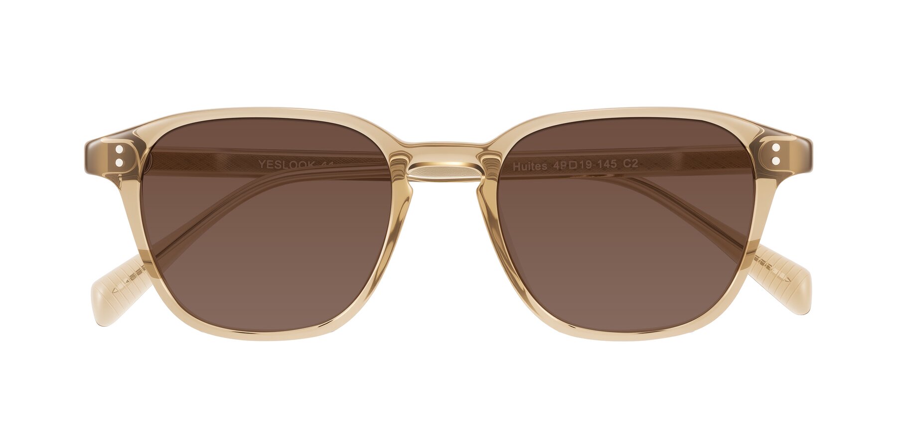 Folded Front of Huites in Champagne with Brown Tinted Lenses