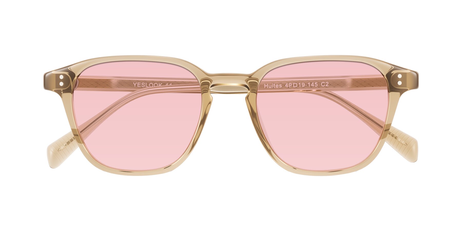 Folded Front of Huites in Champagne with Light Garnet Tinted Lenses