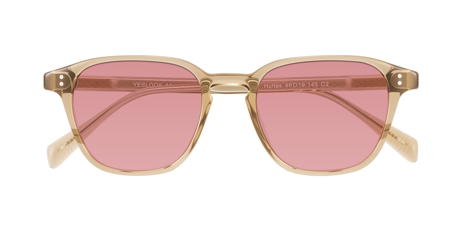 Folded Front of Huites in Champagne with Medium Garnet Tinted Lenses