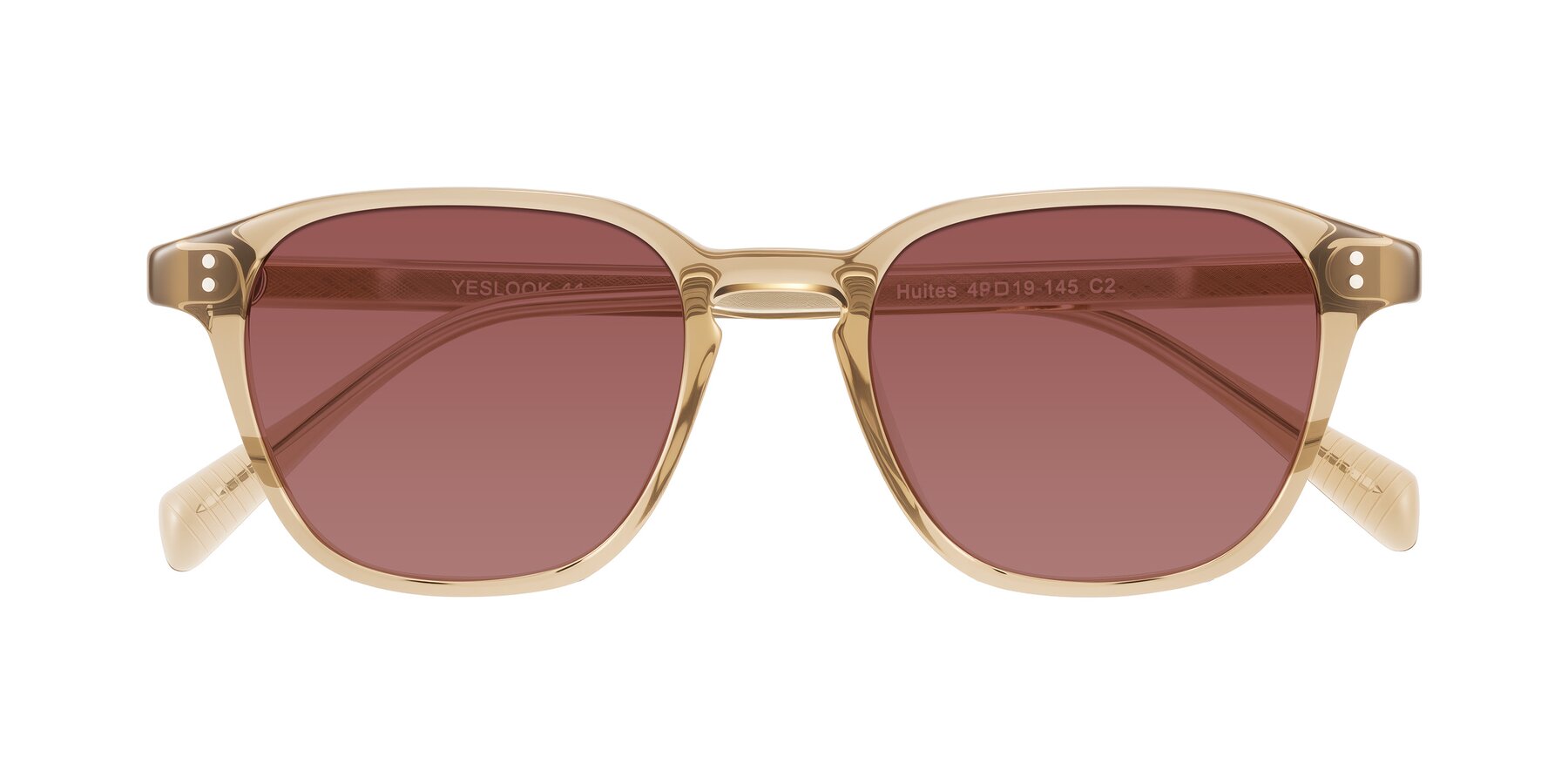 Folded Front of Huites in Champagne with Garnet Tinted Lenses