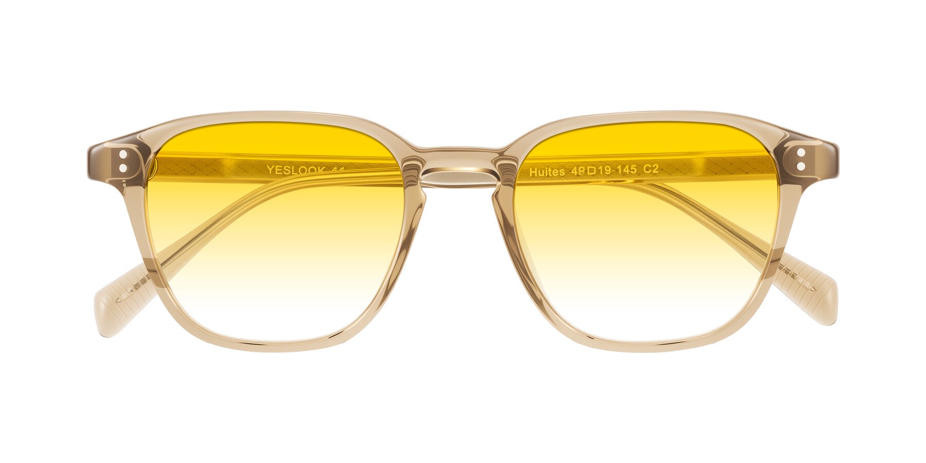 Folded Front of Huites in Champagne with Yellow Gradient Lenses