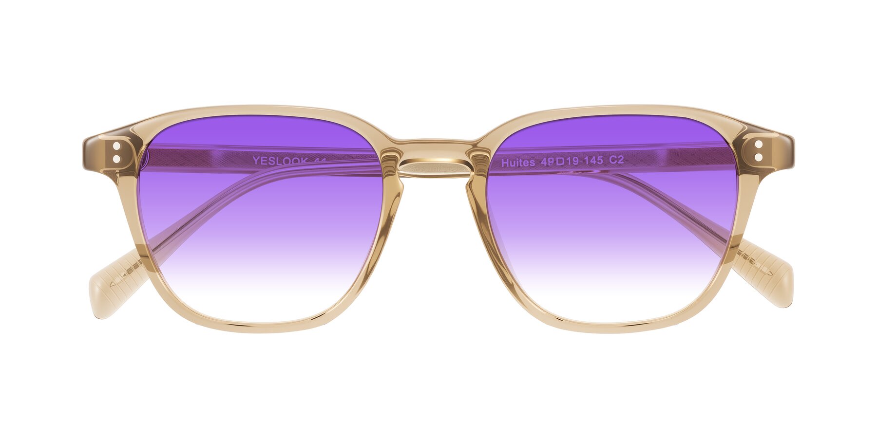 Folded Front of Huites in Champagne with Purple Gradient Lenses