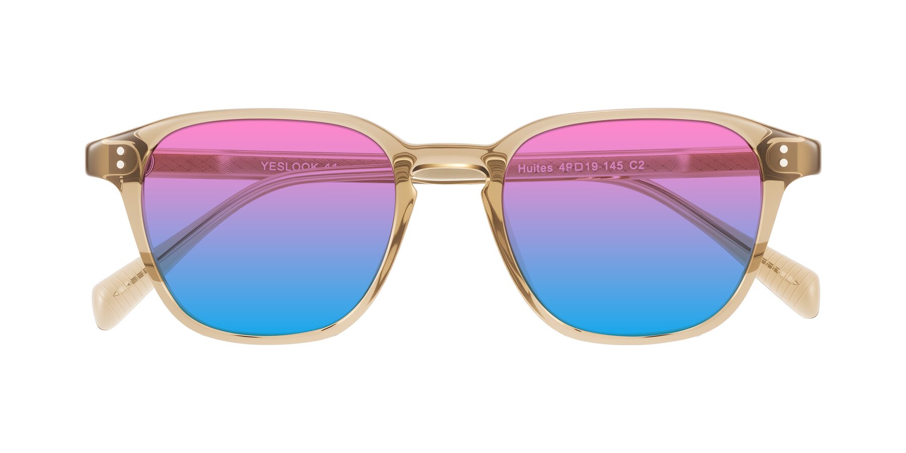 Folded Front of Huites in Champagne with Pink / Blue Gradient Lenses