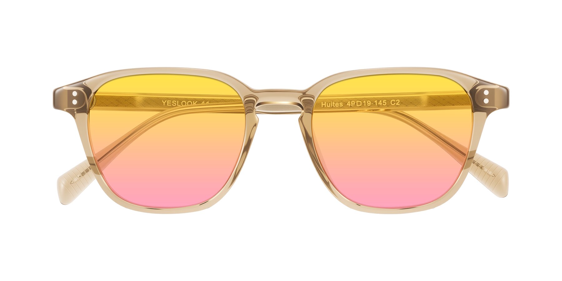 Folded Front of Huites in Champagne with Yellow / Pink Gradient Lenses