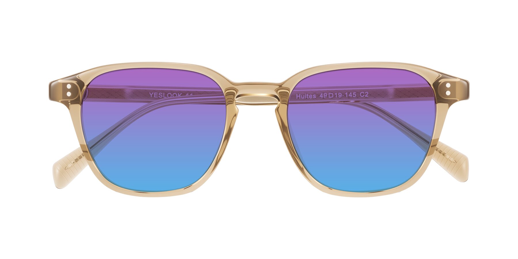 Folded Front of Huites in Champagne with Purple / Blue Gradient Lenses
