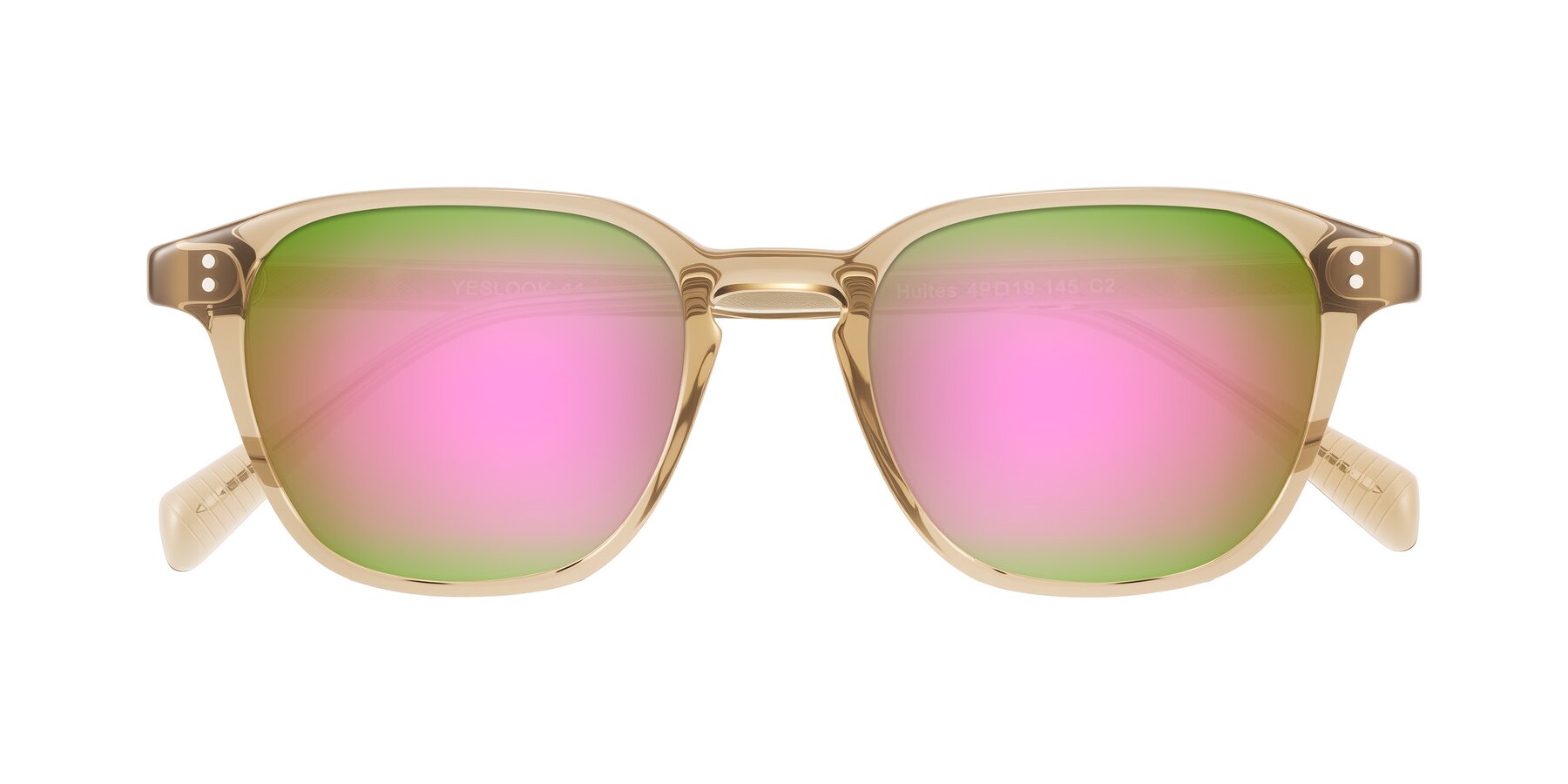 Folded Front of Huites in Champagne with Pink Mirrored Lenses