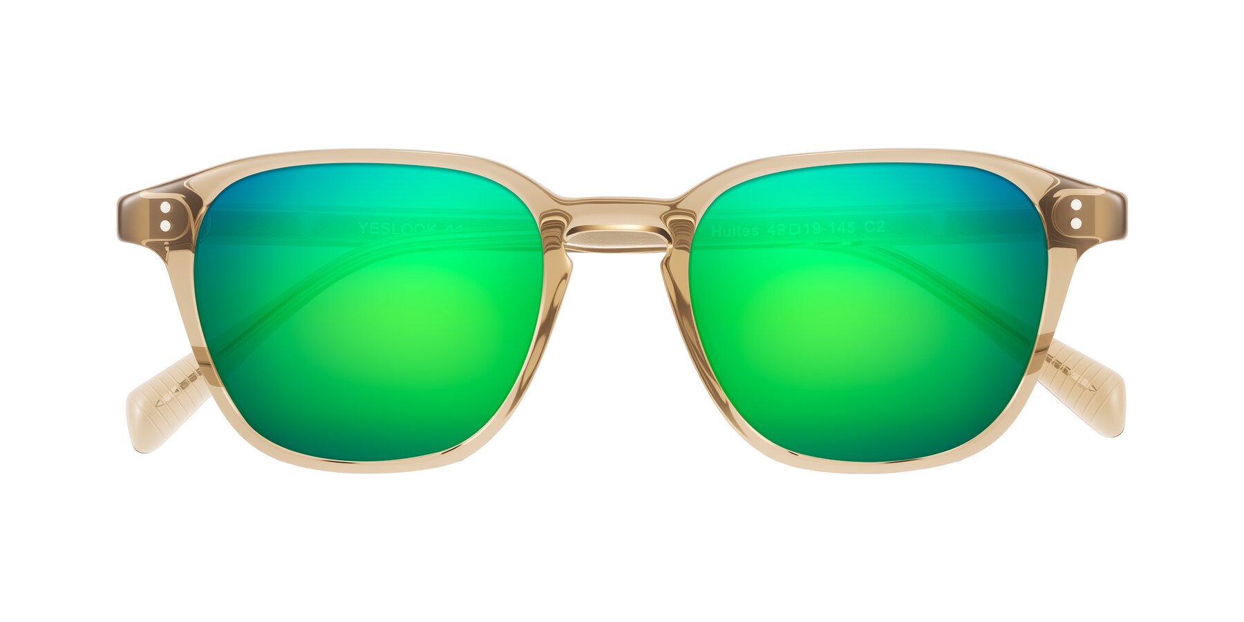 Folded Front of Huites in Champagne with Green Mirrored Lenses