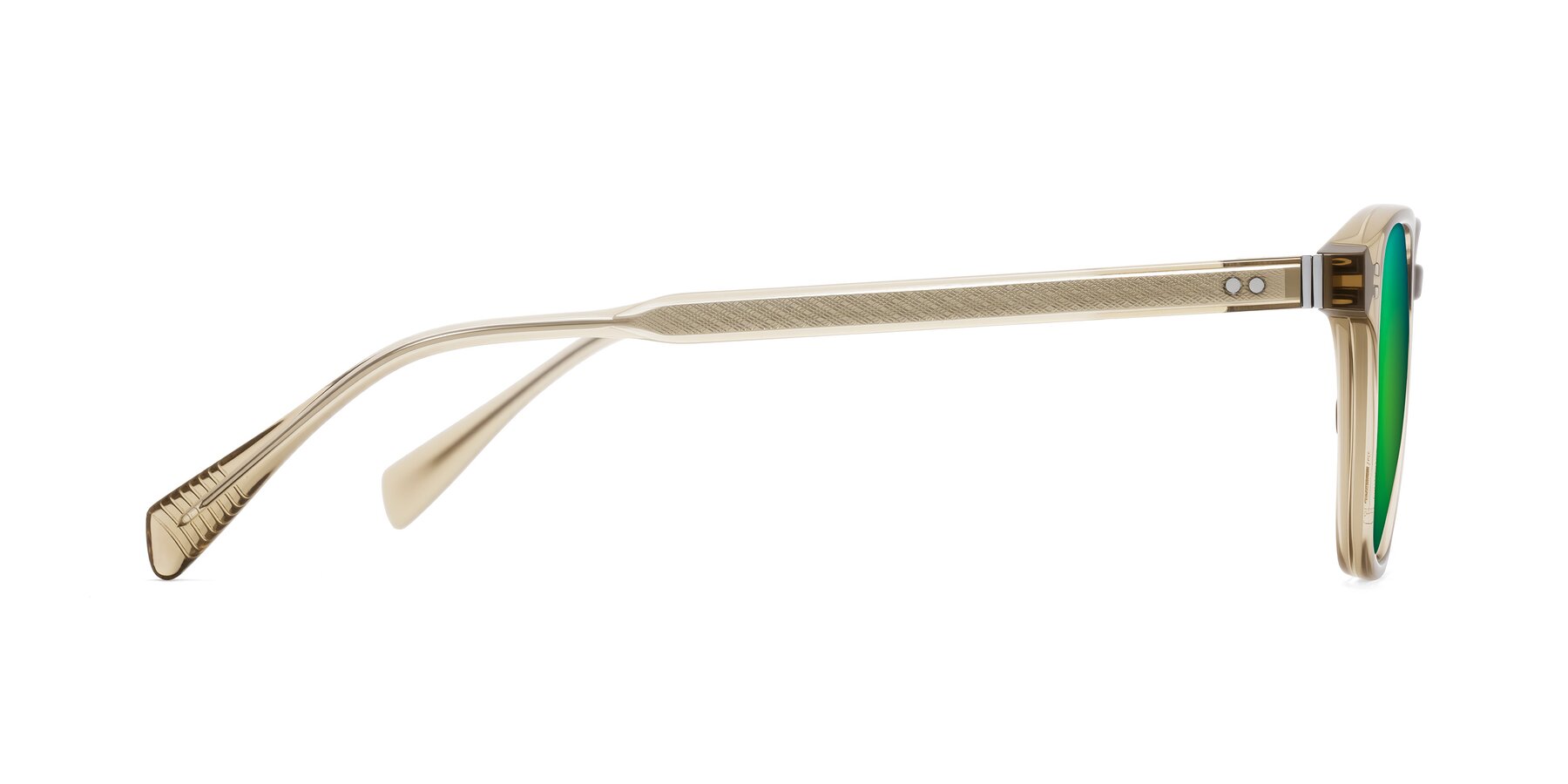 Side of Huites in Champagne with Green Mirrored Lenses