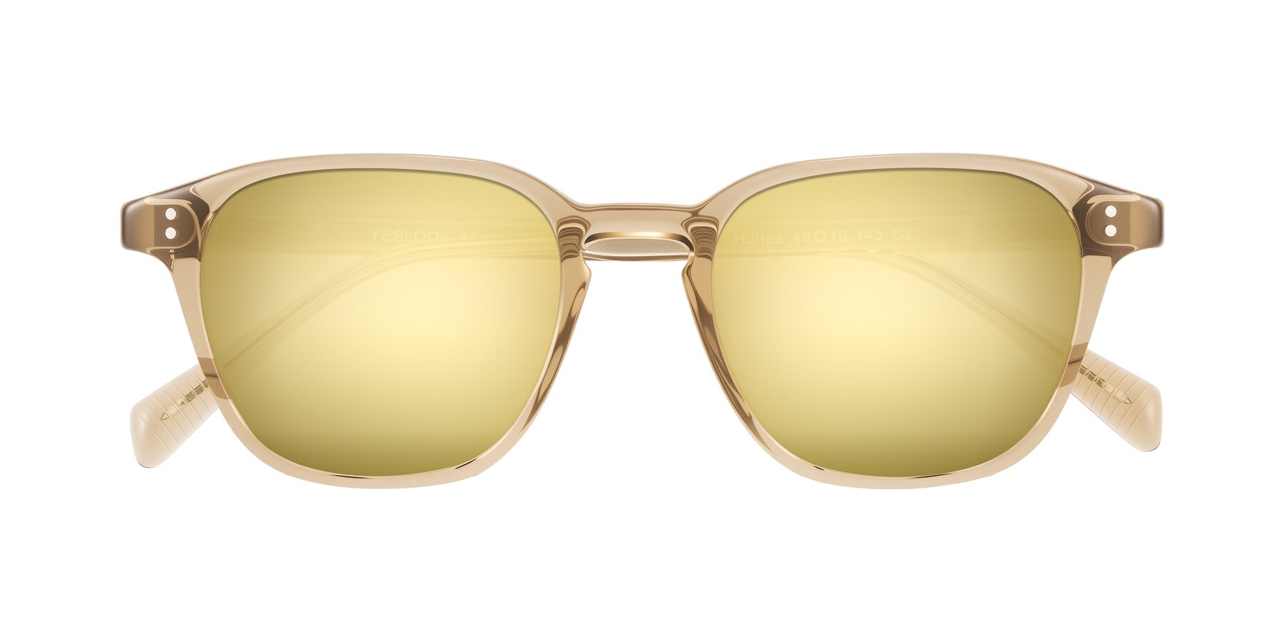 Folded Front of Huites in Champagne with Gold Mirrored Lenses