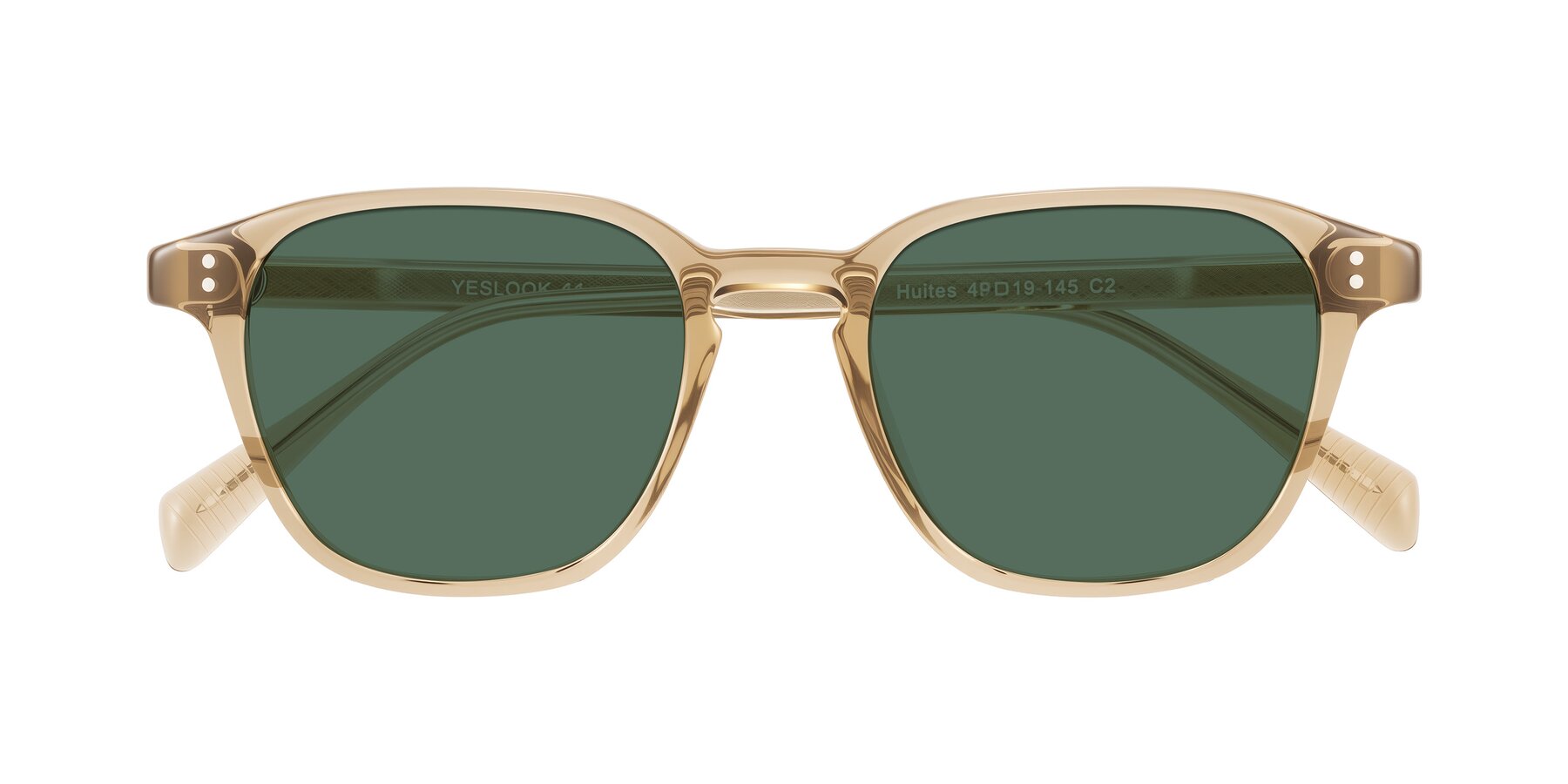 Folded Front of Huites in Champagne with Green Polarized Lenses