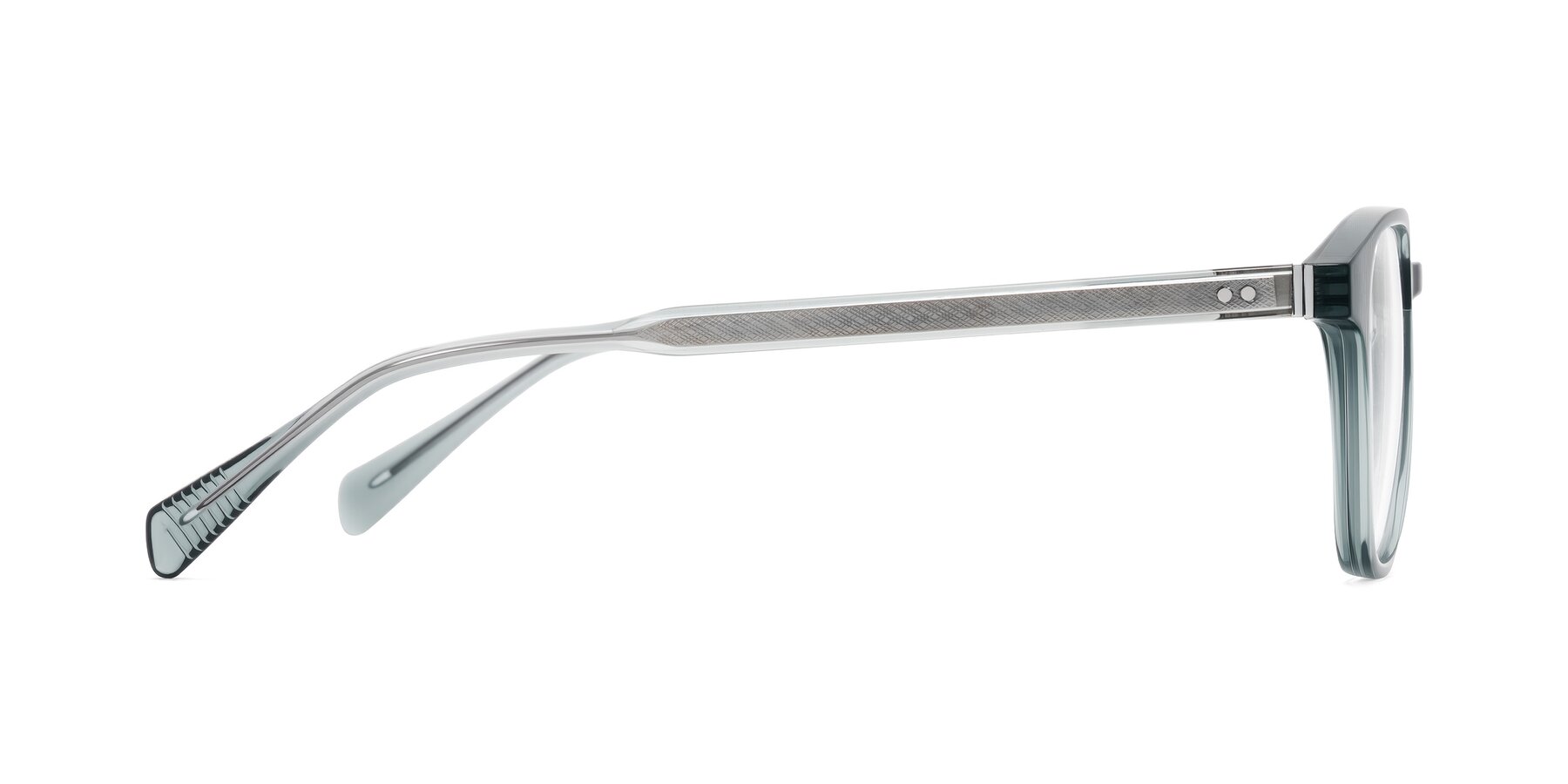 Side of Huites in Grayish Blue with Clear Blue Light Blocking Lenses